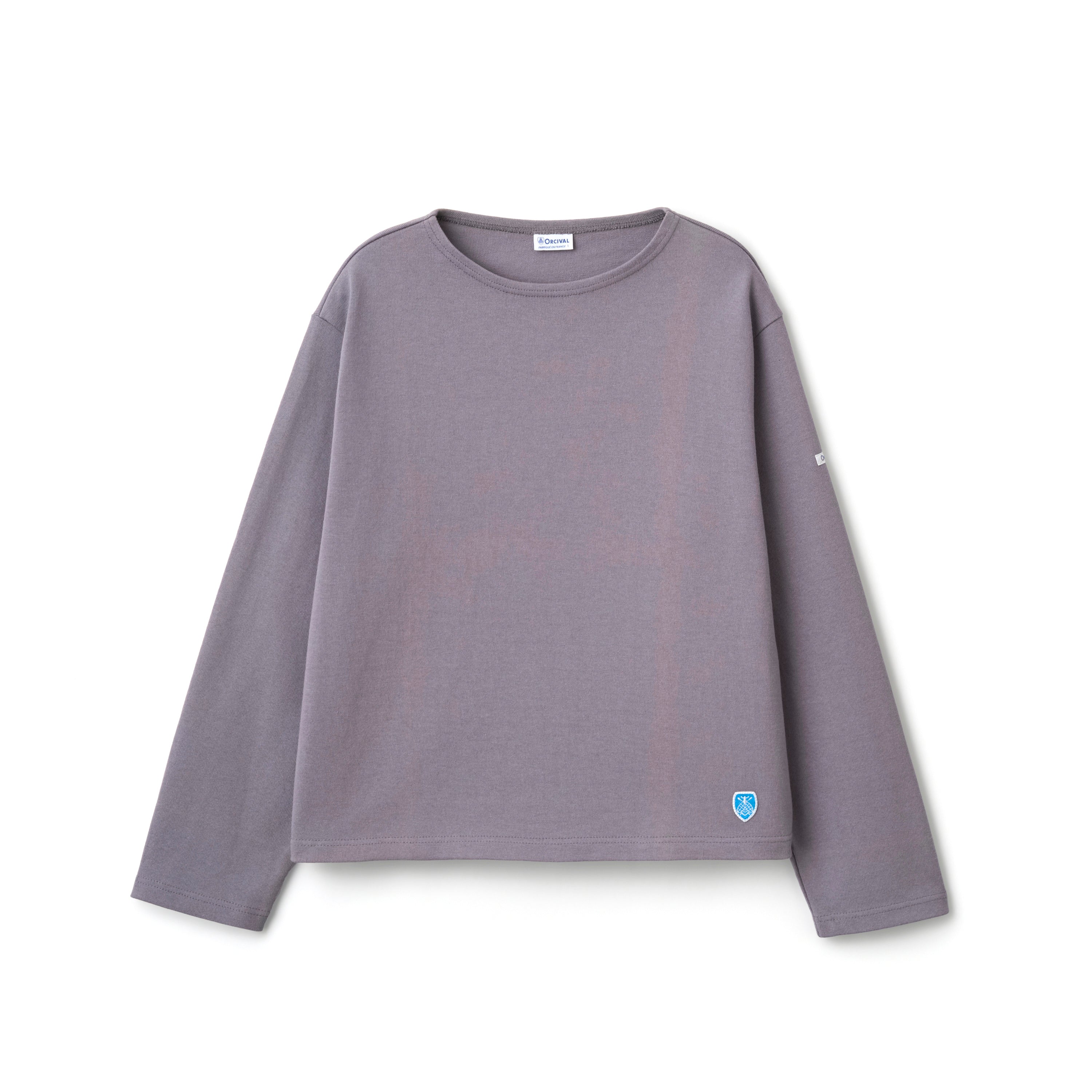 Women's Cotton Lourd Crew Neck Wide Basque Shirt Solid