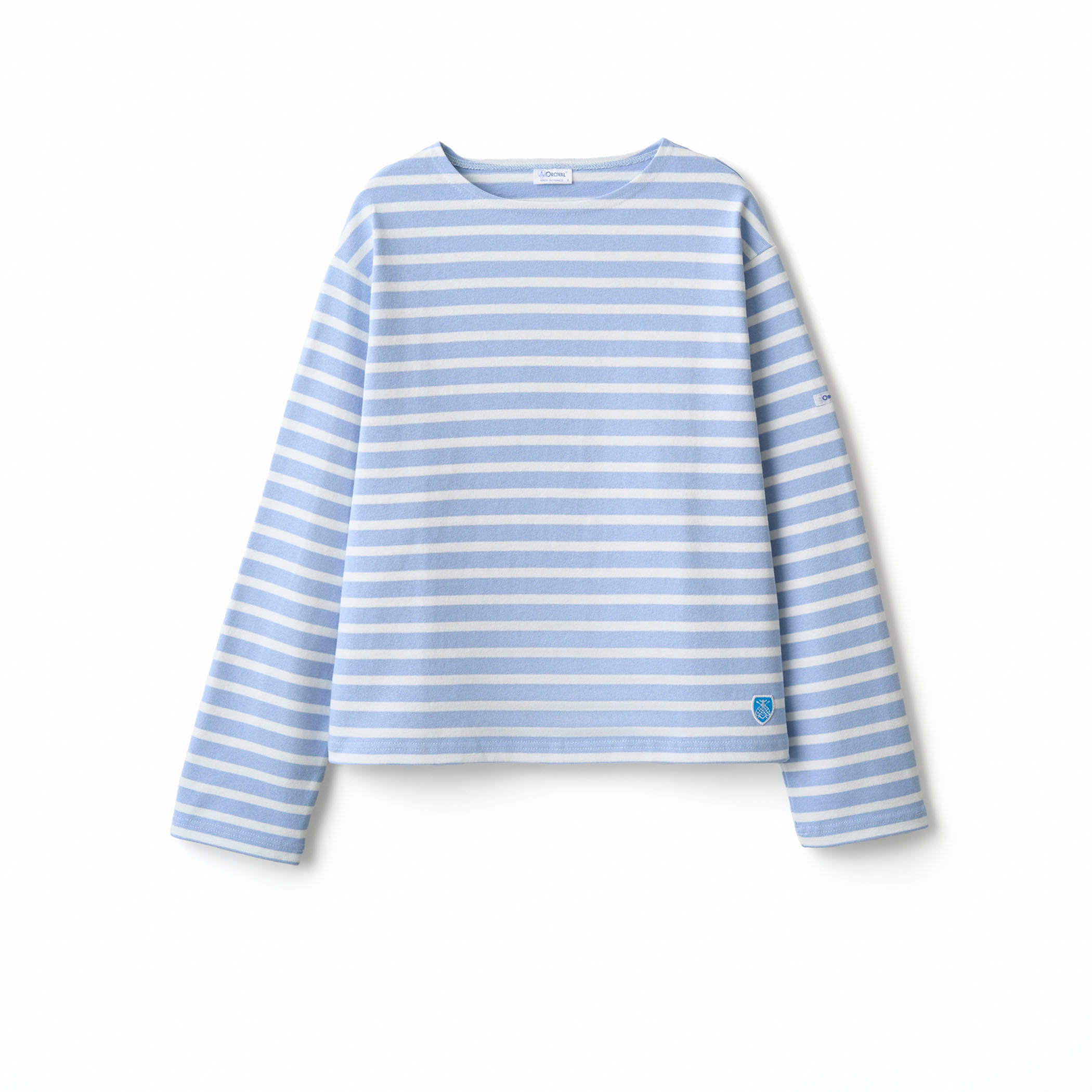 Women's Cotton Lourd Crew Neck Wide Basque Shirt Border