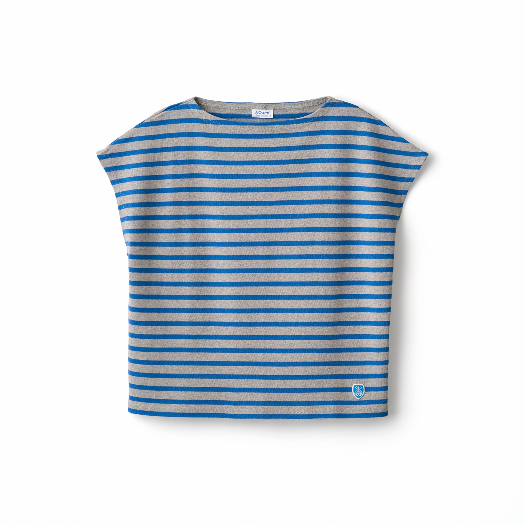 Women's Cotton Lourd Boat Neck French Sleeve Basque Shirt Border