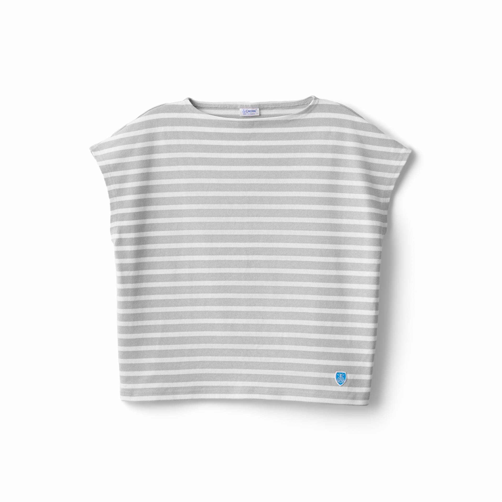 Women's Cotton Lourd Boat Neck French Sleeve Basque Shirt Border