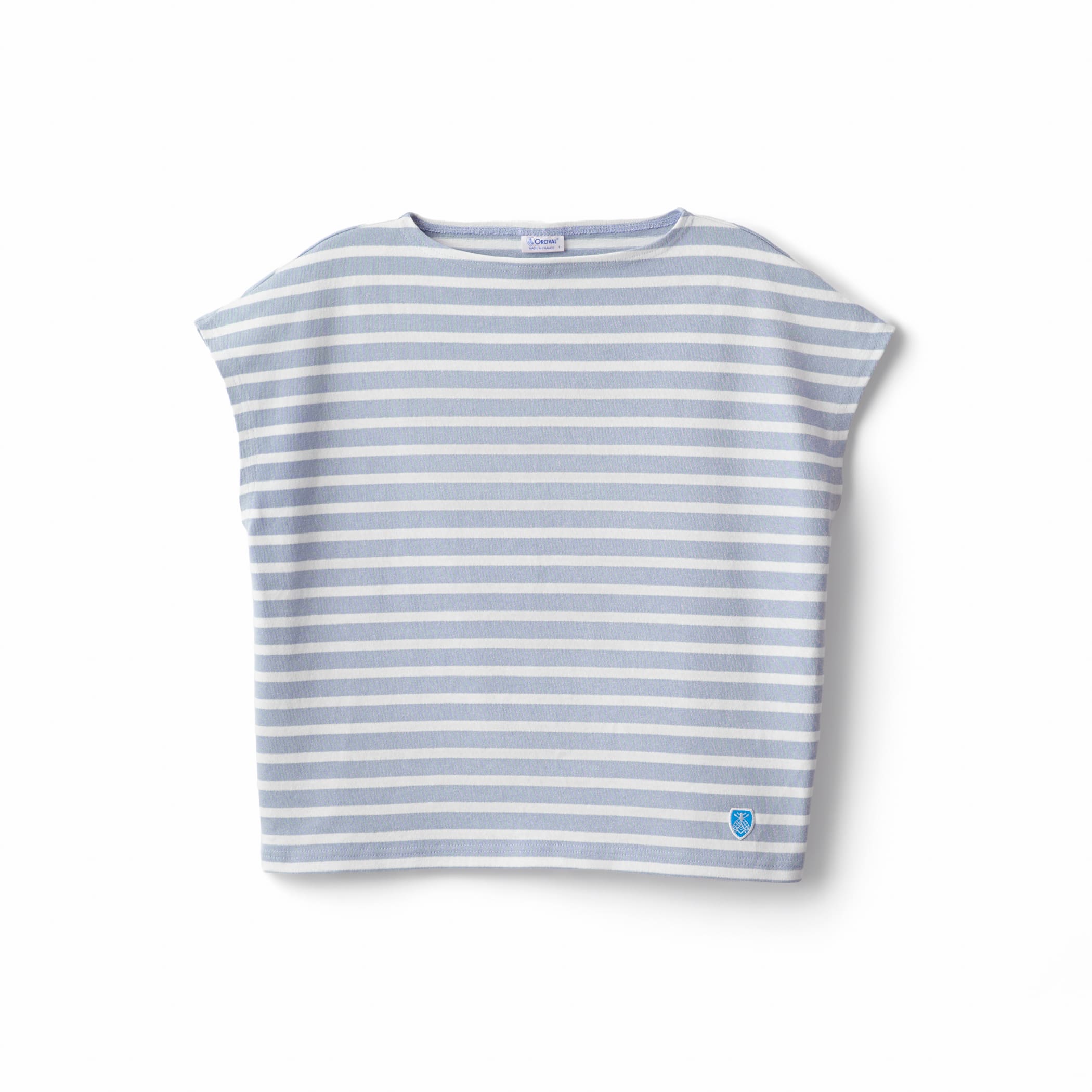 Women's Cotton Lourd Boat Neck French Sleeve Basque Shirt Border