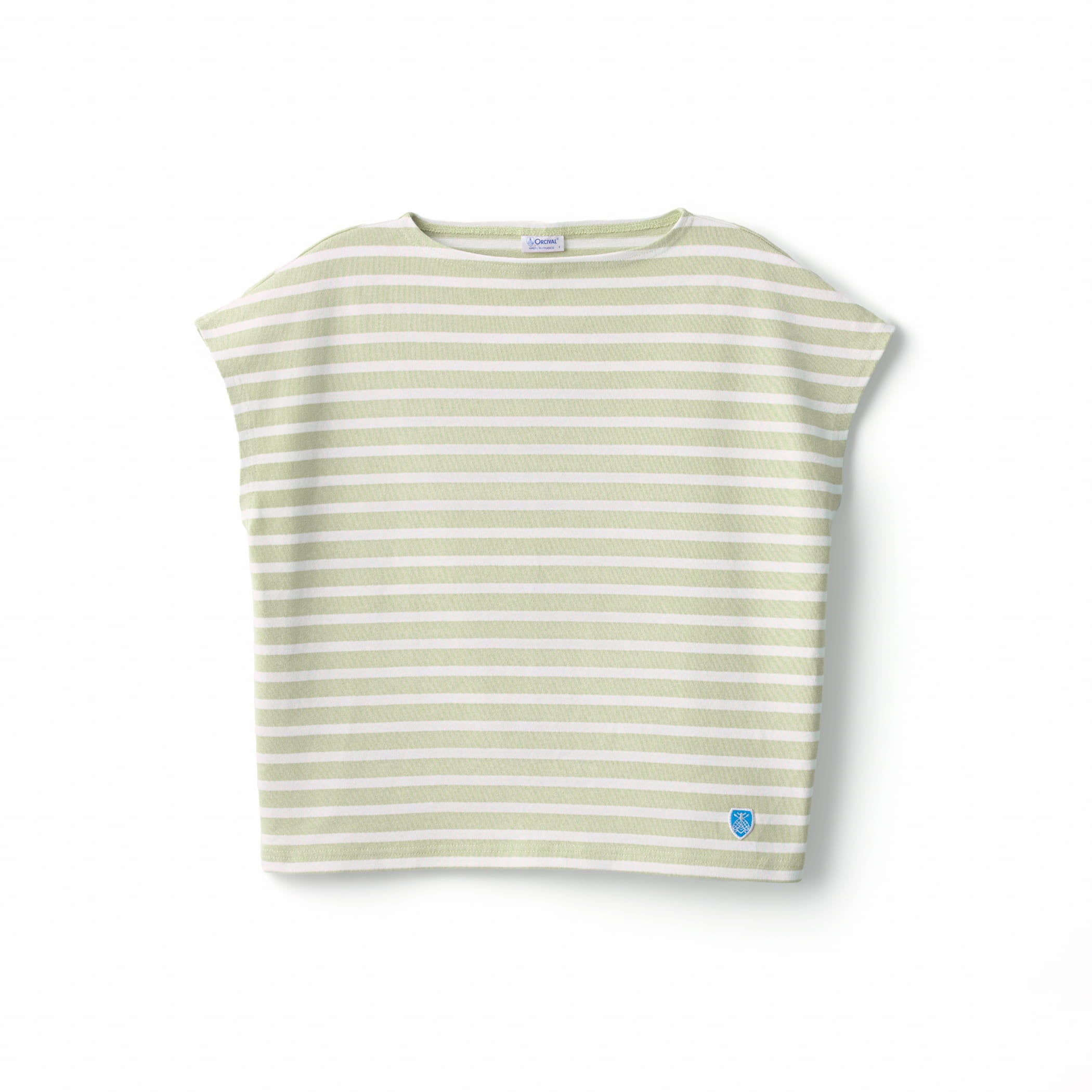 Women's Cotton Lourd Boat Neck French Sleeve Basque Shirt Border