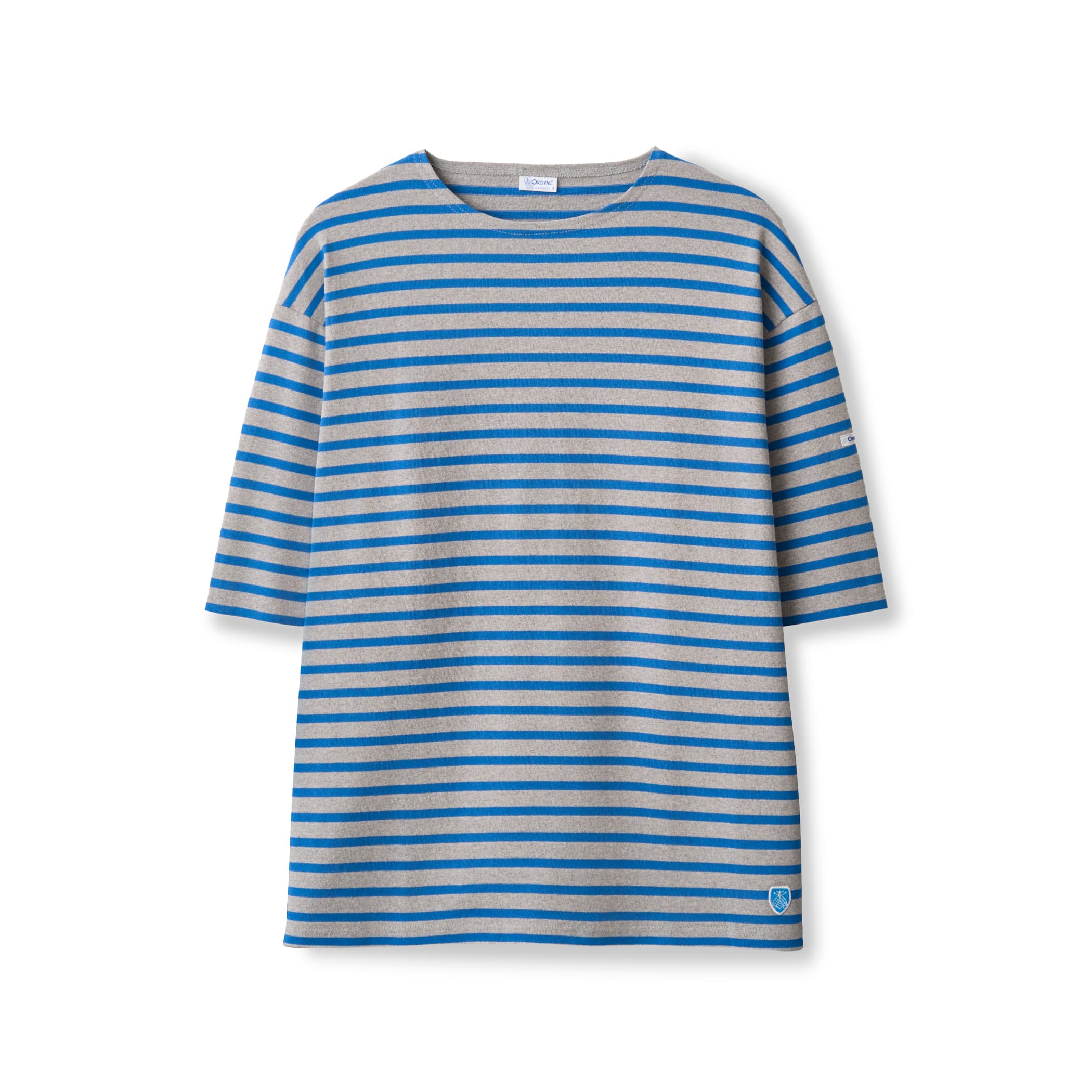 Men's Cotton Lourd Short Sleeve Crew Neck Basque Shirt Border