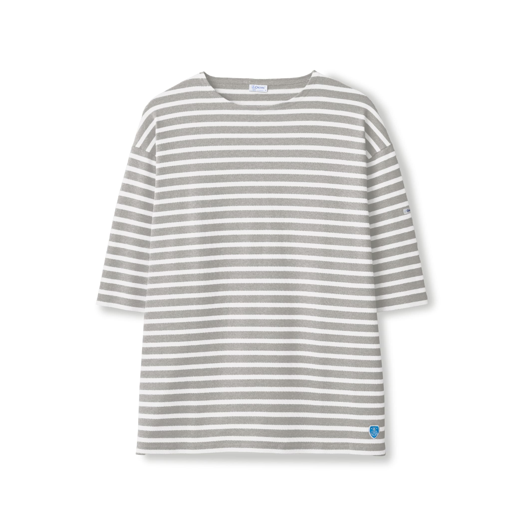 Men's Cotton Lourd Short Sleeve Crew Neck Basque Shirt Border
