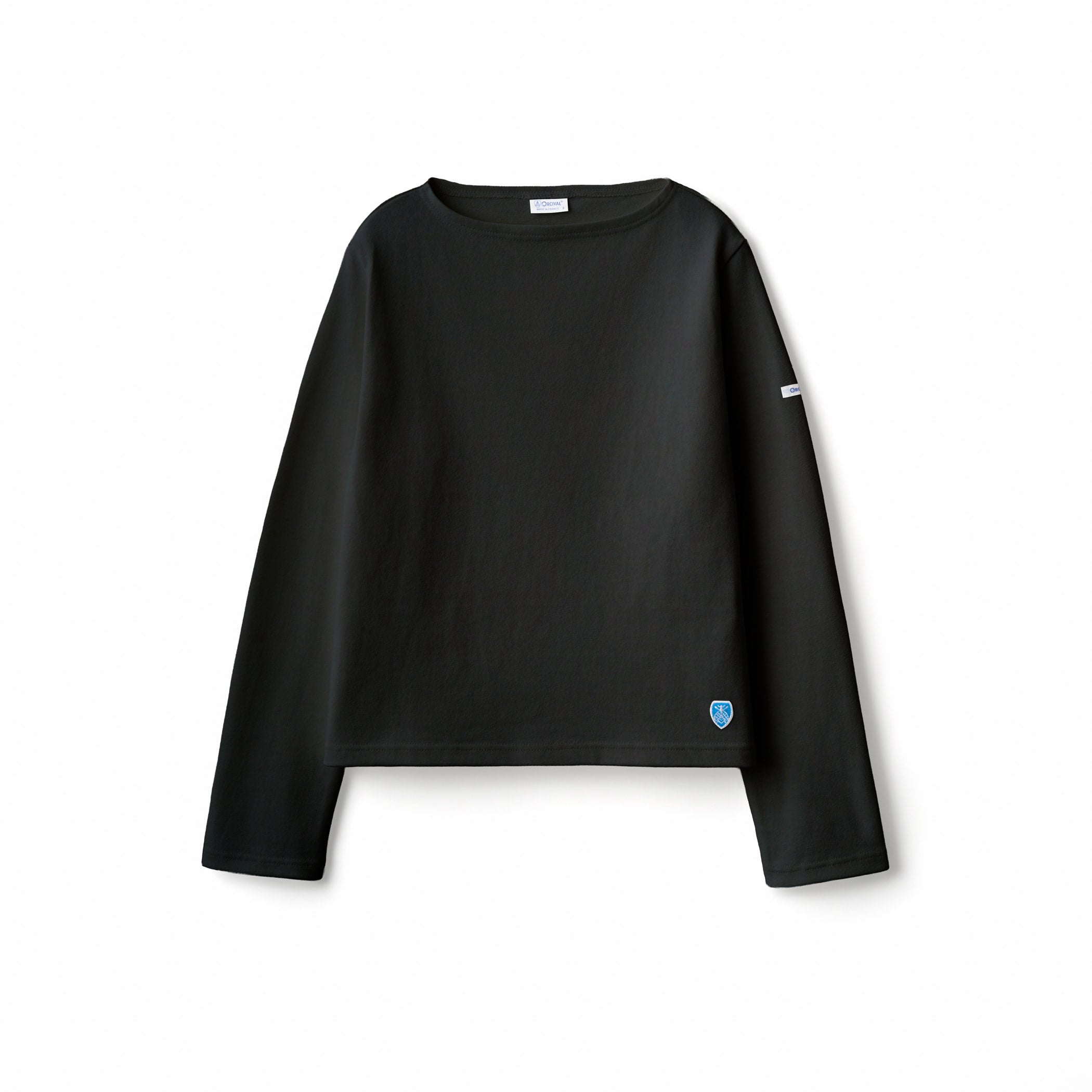 Women's Cotton Lourd Boat Neck Basque Shirt Solid