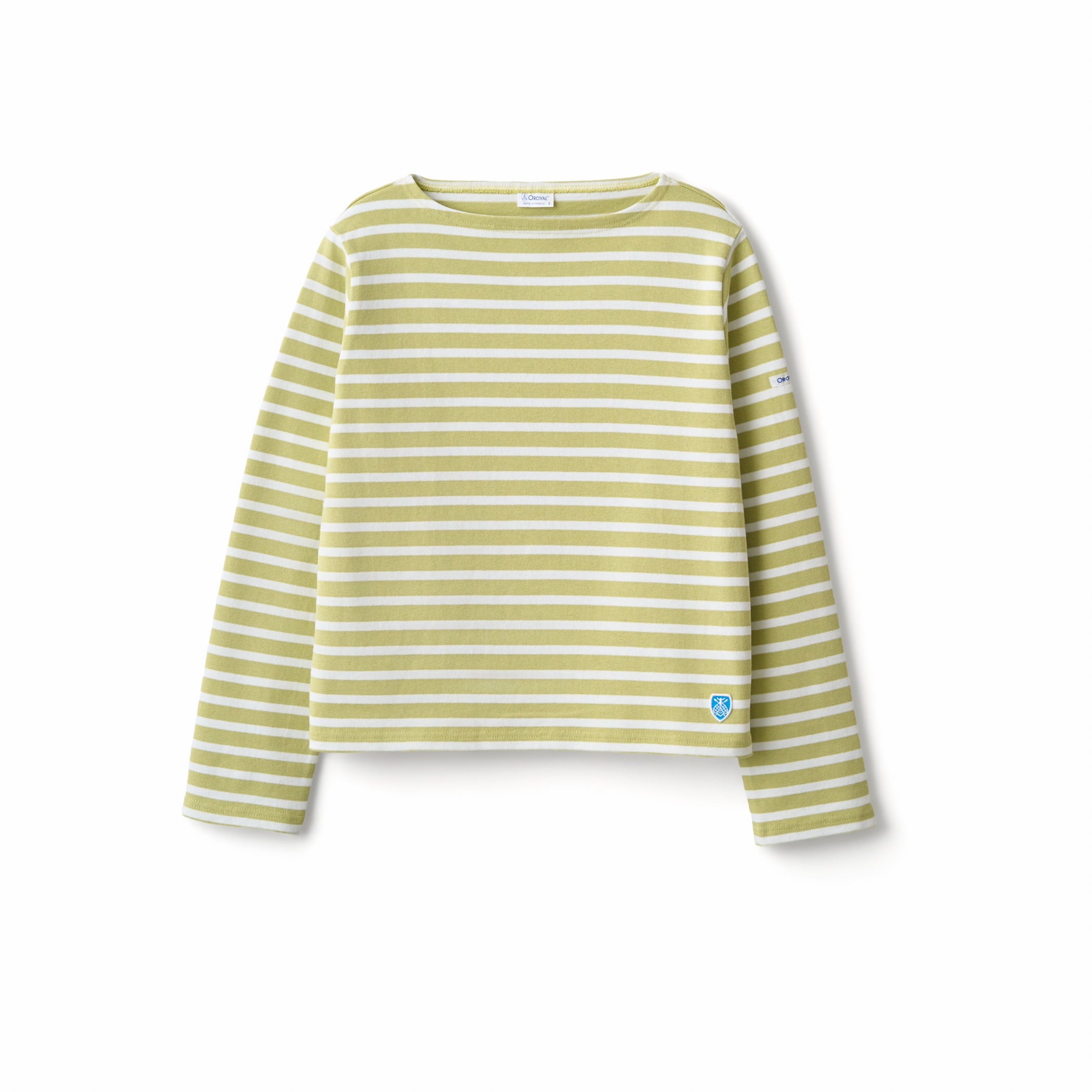 Women's Cotton Lourd Boat Neck Basque Shirt Border