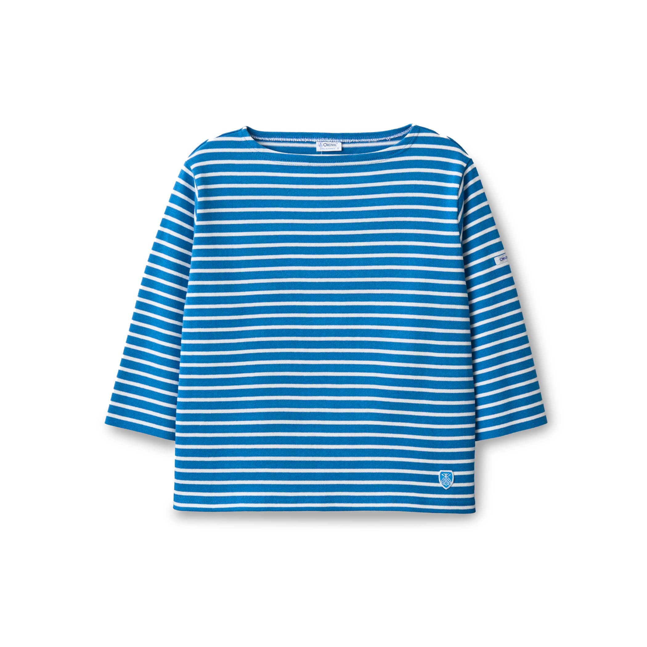 Women's Cotton Lourd Short Sleeve Boat Neck Basque Shirt Narrow Border