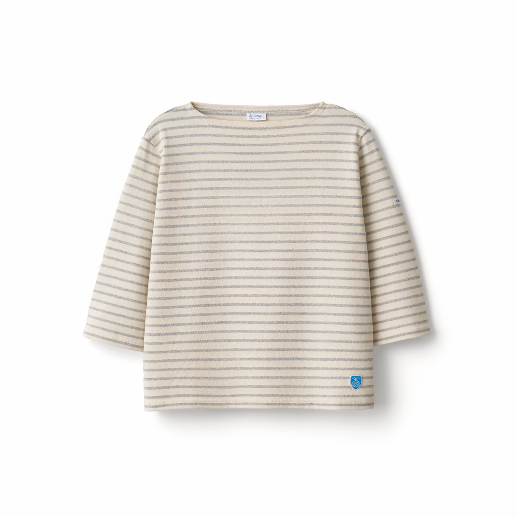 Women's Cotton Lourd Short Sleeve Boat Neck Basque Shirt Narrow Border