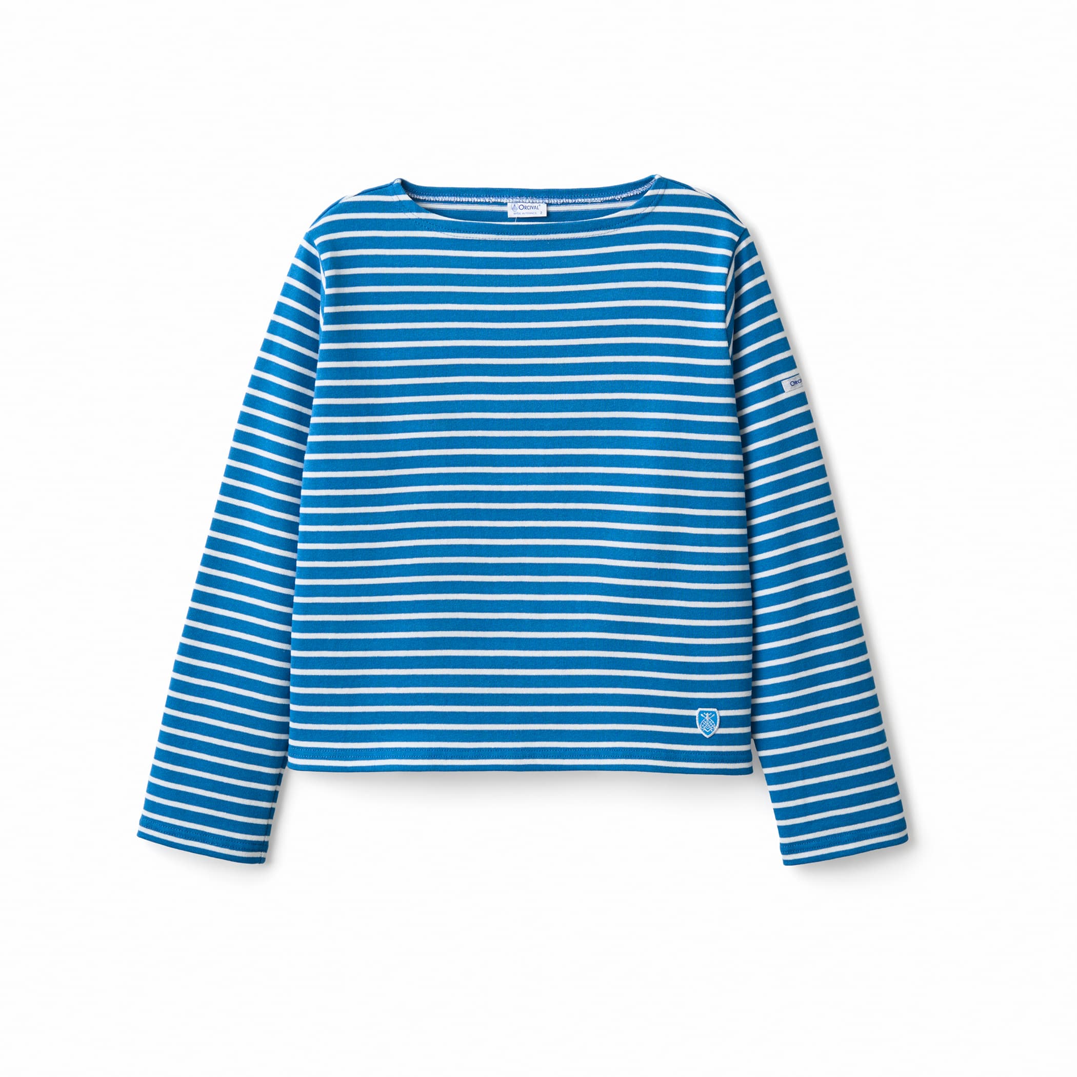 Women's Cotton Lourd Boat Neck Basque Shirt Narrow Border