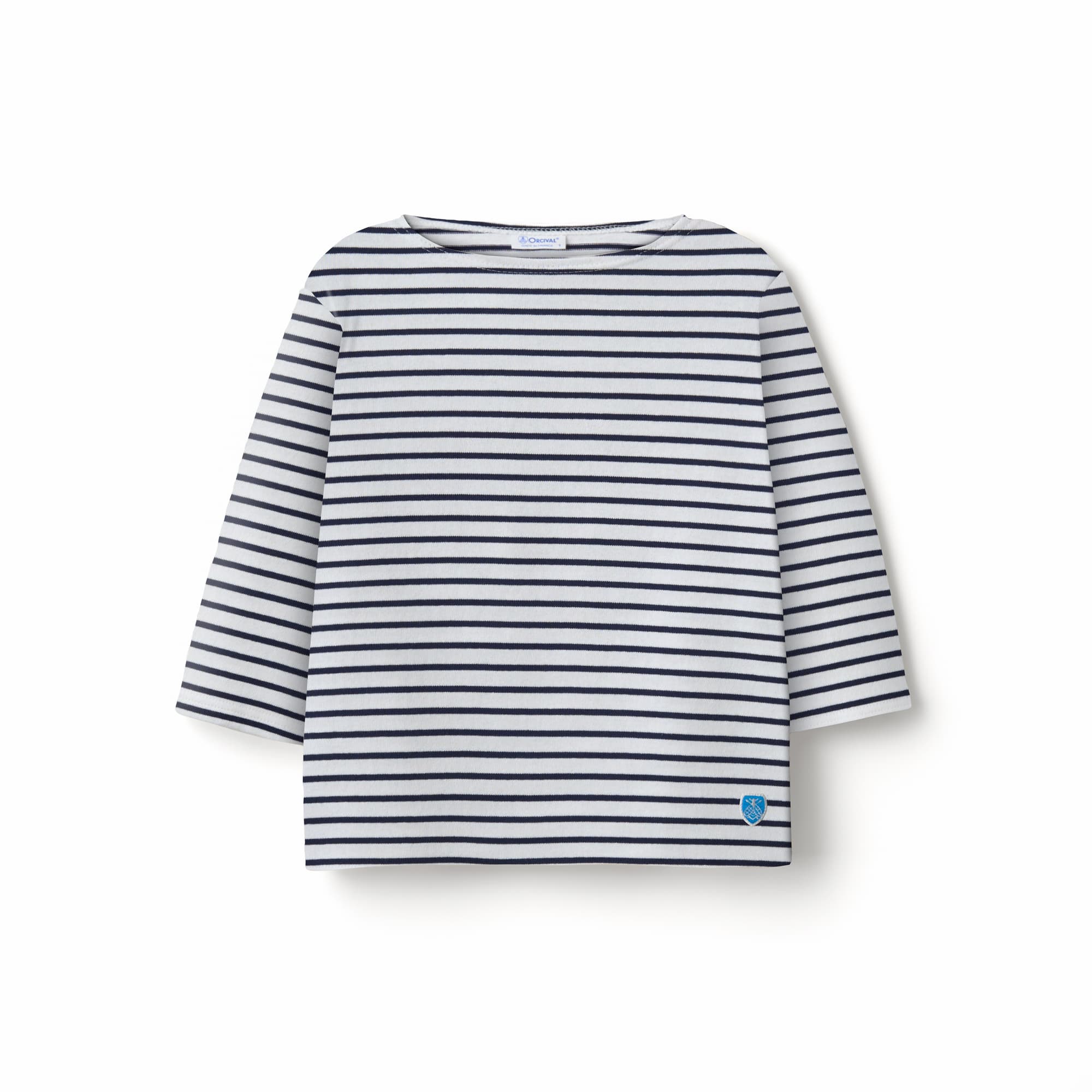 Women's Cotton Lourd Short Sleeve Boat Neck Basque Shirt Narrow Border