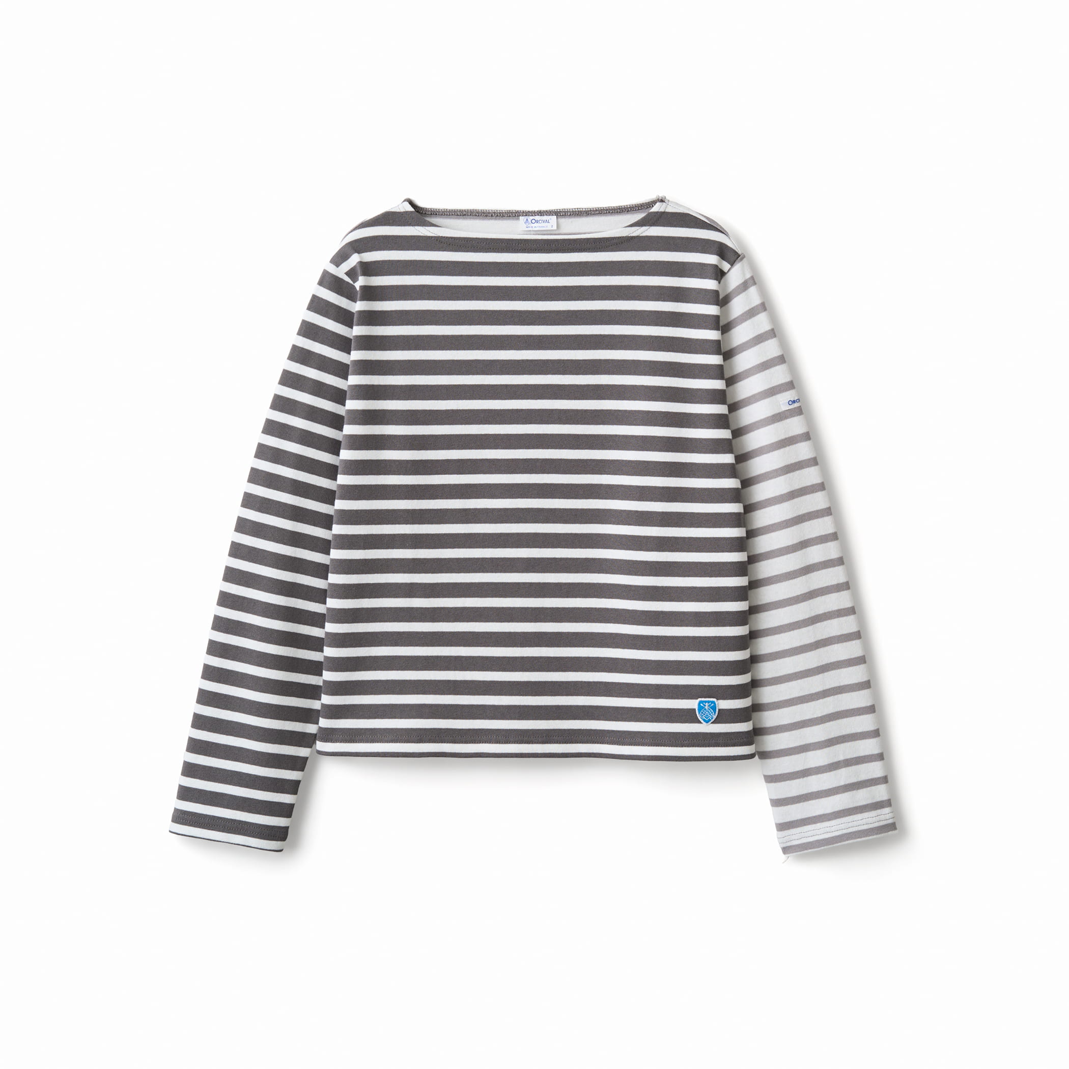 Women's Cotton Lourd Boat Neck Basque Shirt Bicolor Border