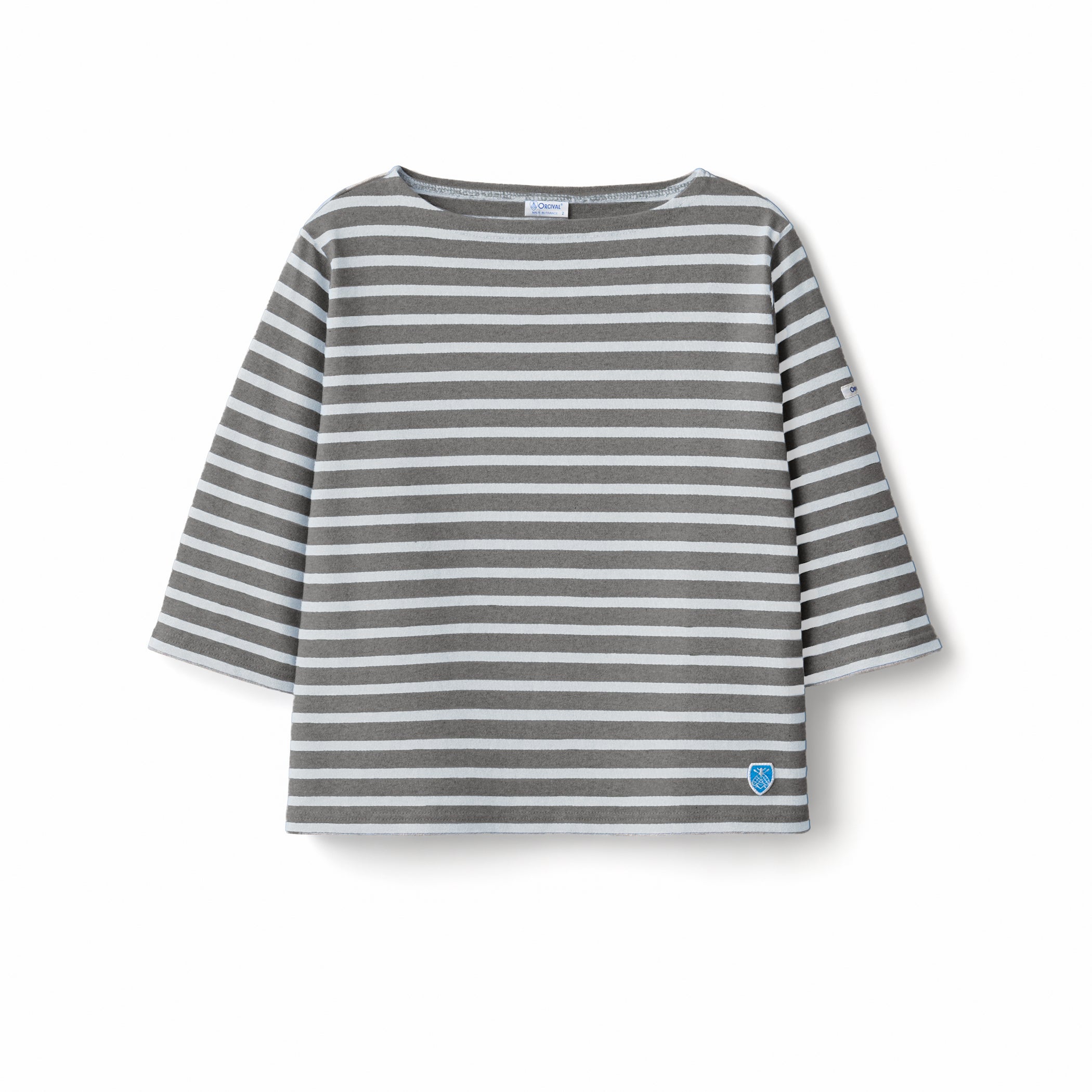 Women's Cotton Lourd Short Sleeve Boat Neck Basque Shirt Border