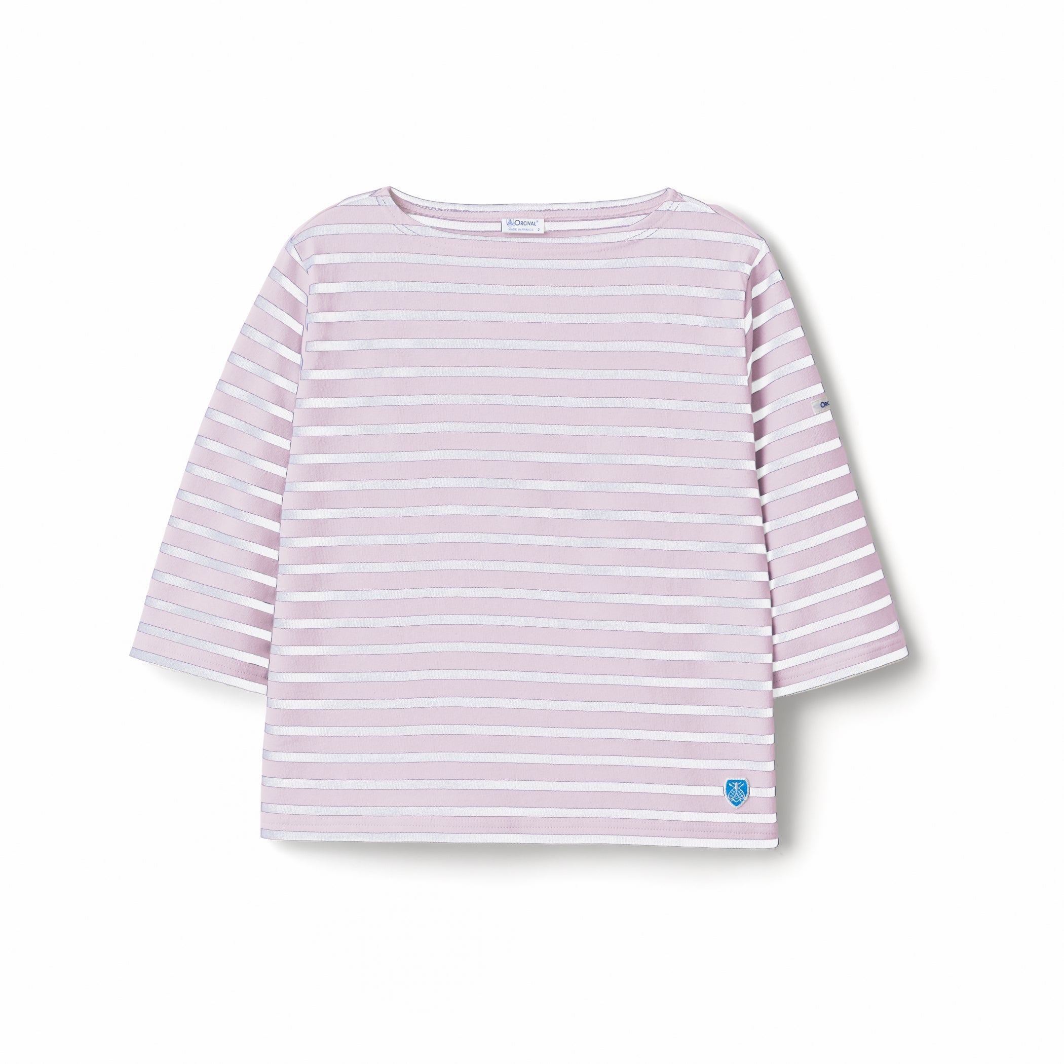 Women's Cotton Lourd Short Sleeve Boat Neck Basque Shirt Border