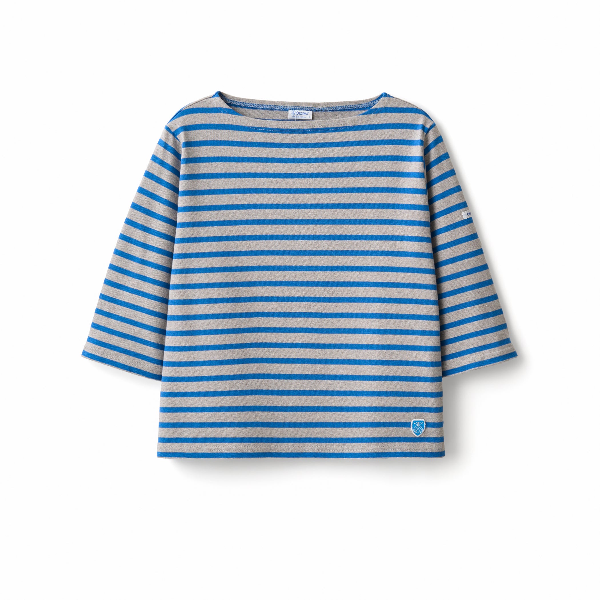 Women's Cotton Lourd Short Sleeve Boat Neck Basque Shirt Border