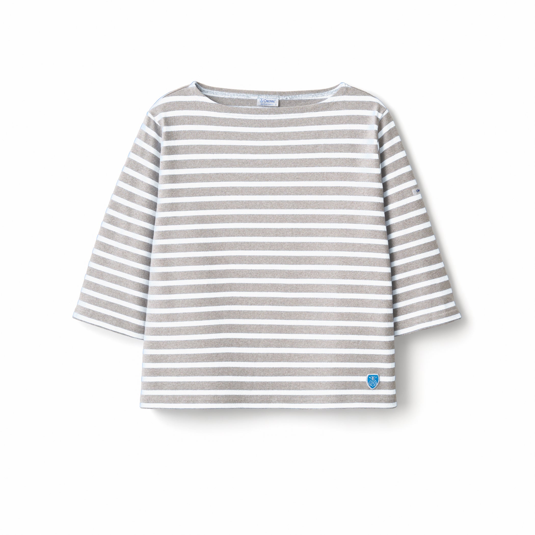 Women's Cotton Lourd Short Sleeve Boat Neck Basque Shirt Border