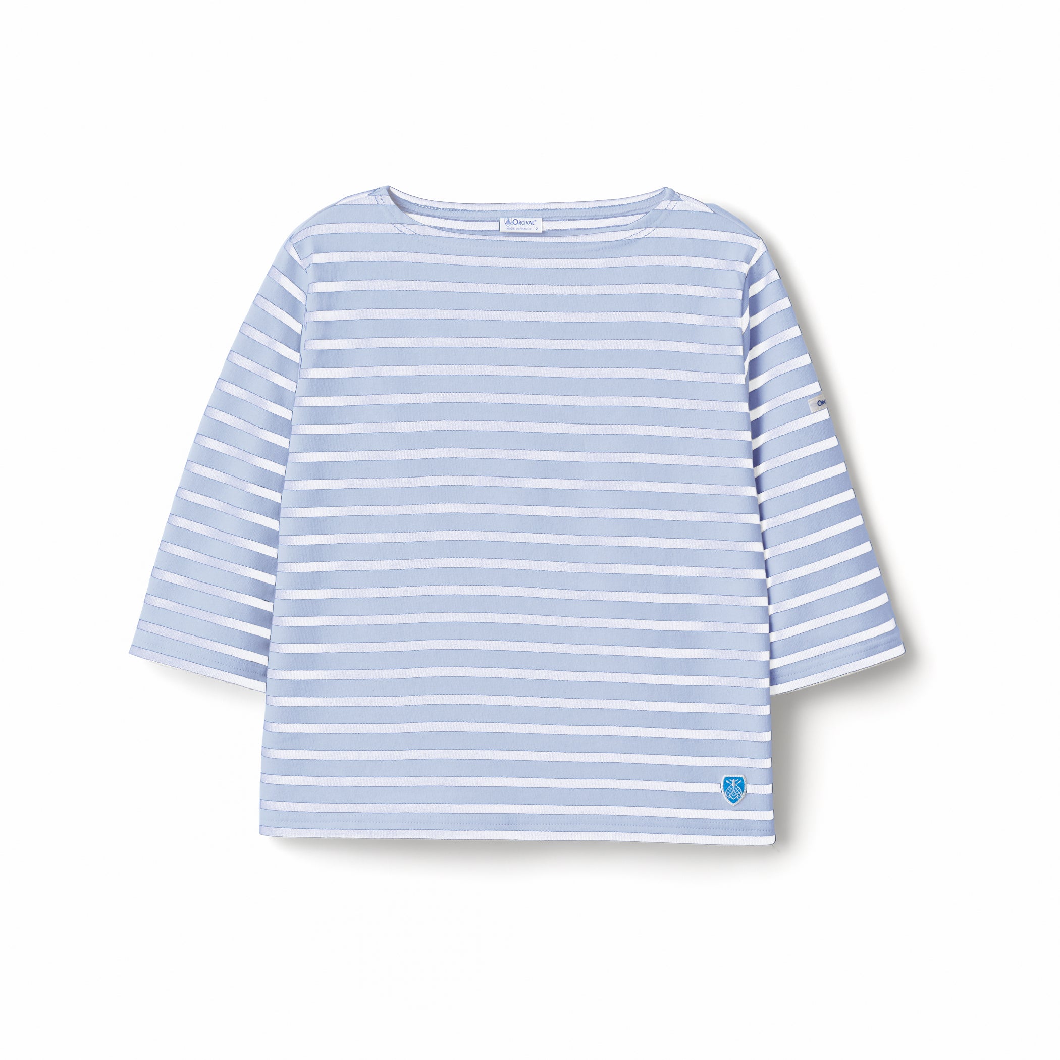 Women's Cotton Lourd Short Sleeve Boat Neck Basque Shirt Border