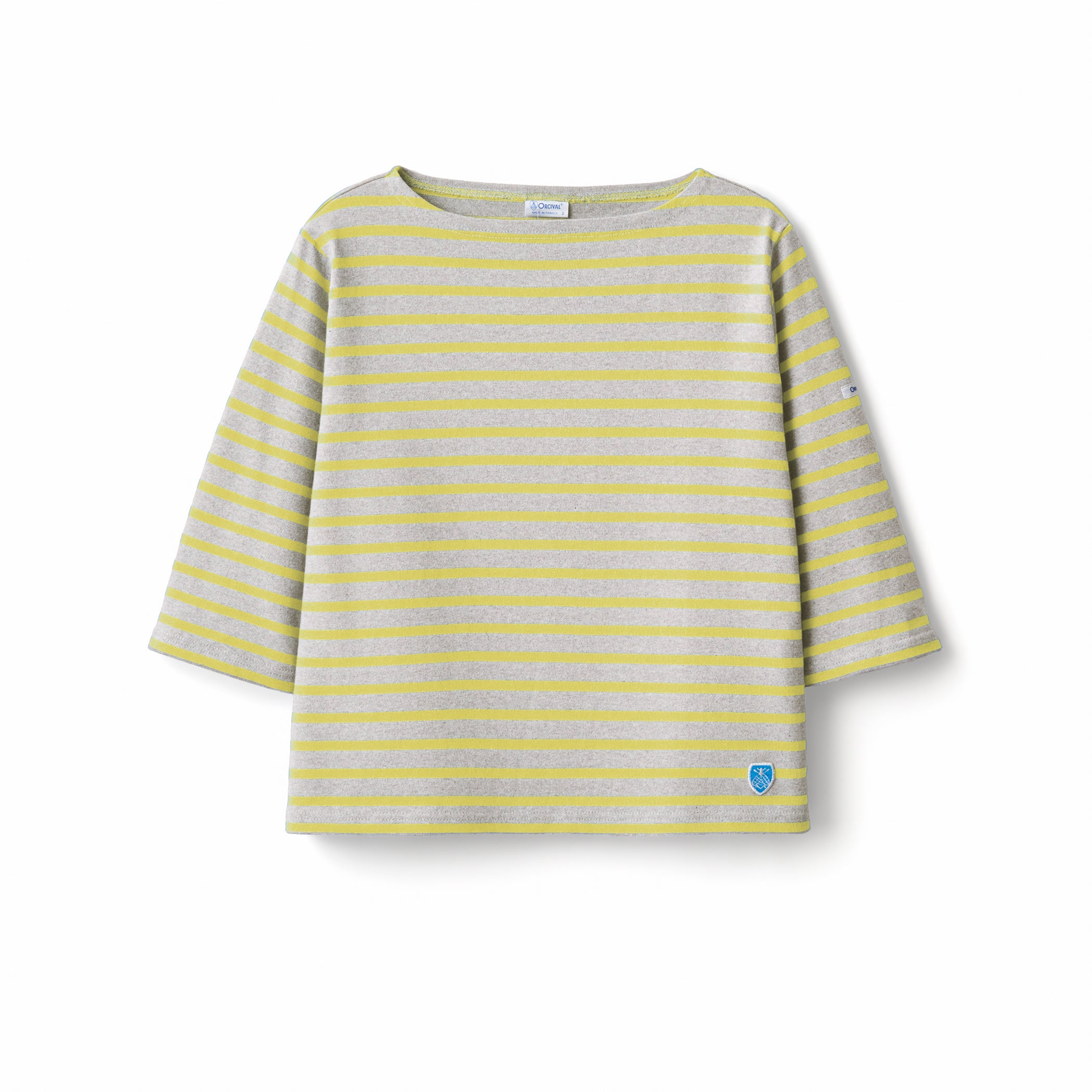 Women's Cotton Lourd Short Sleeve Boat Neck Basque Shirt Border