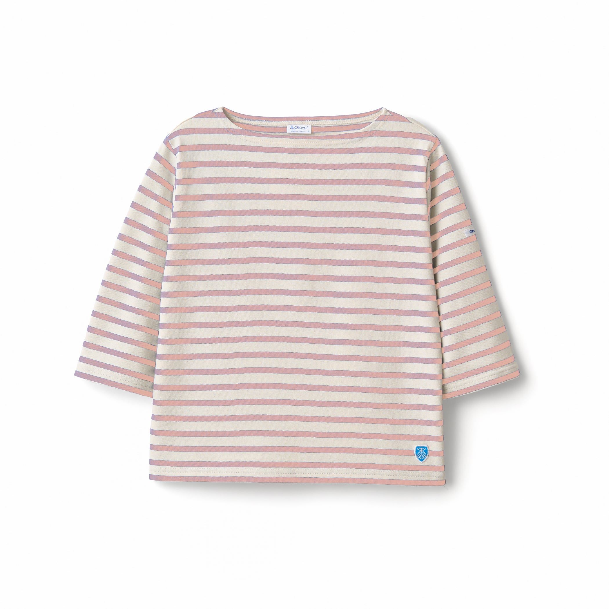 Women's Cotton Lourd Short Sleeve Boat Neck Basque Shirt Border