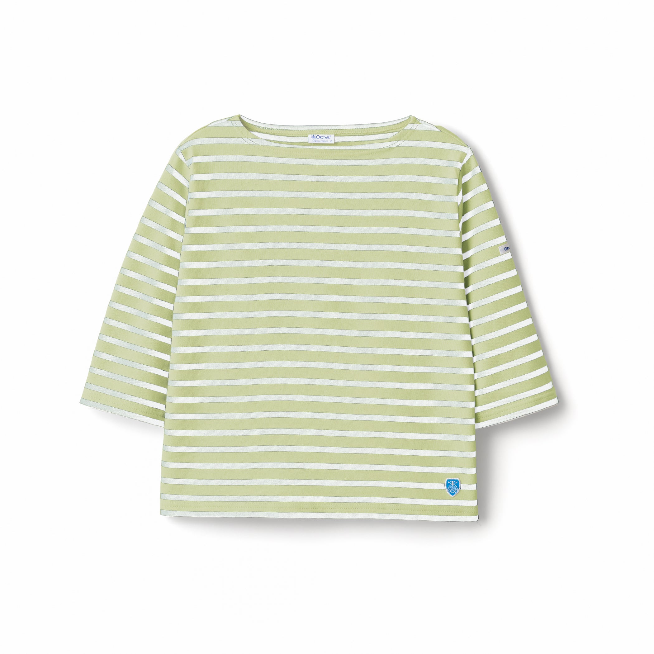 Women's Cotton Lourd Short Sleeve Boat Neck Basque Shirt Border