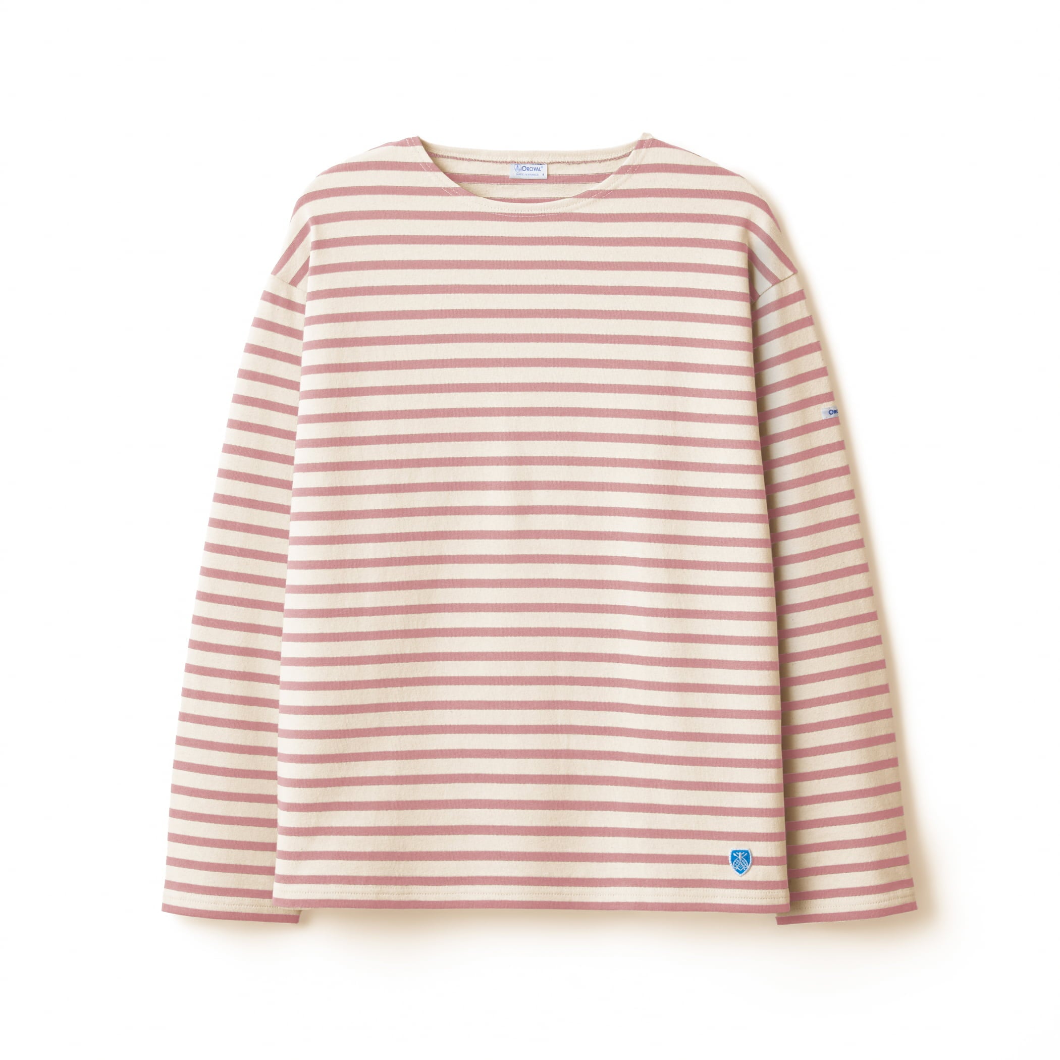 Men's Cotton Lourd Crew Neck Wide Basque Shirt Border