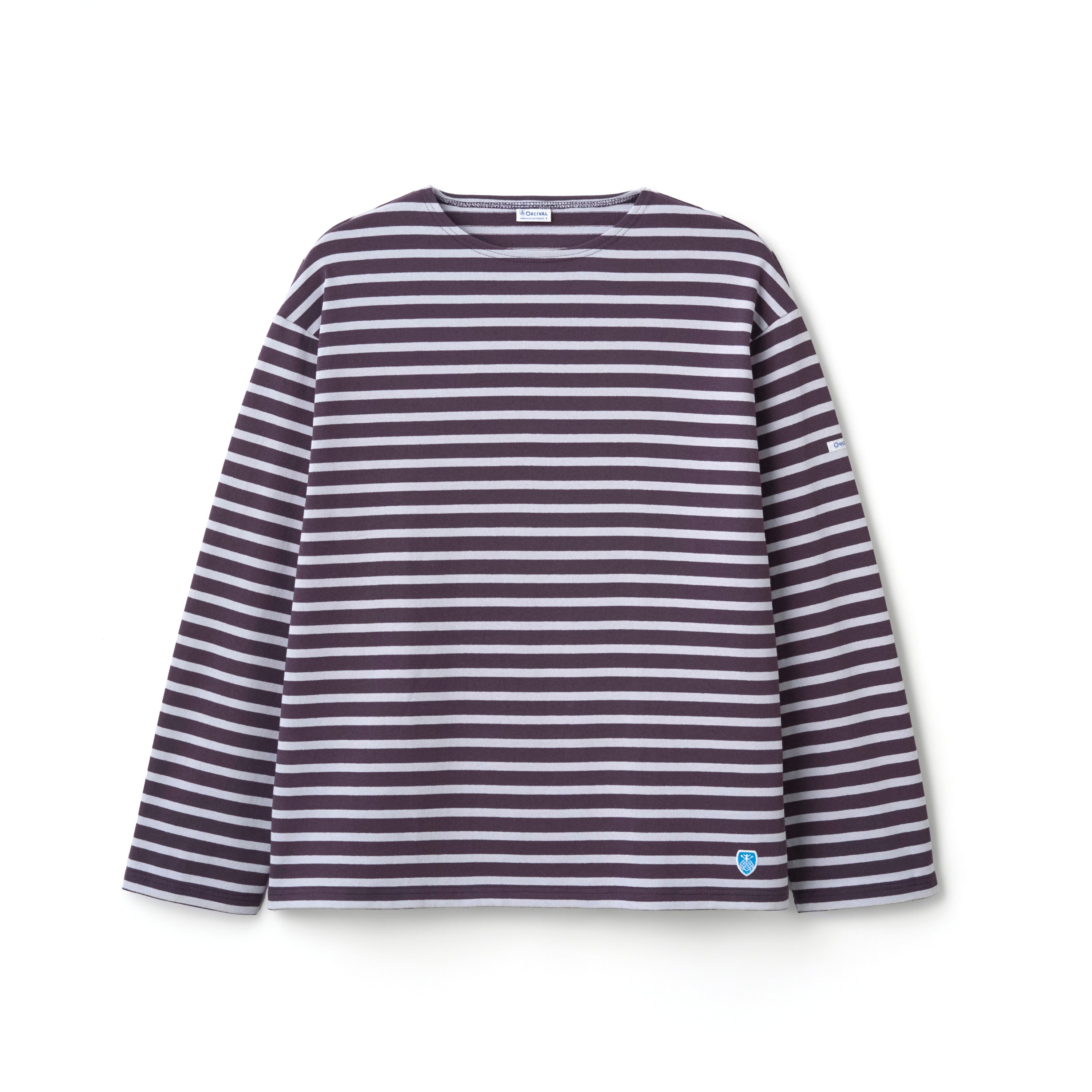Men's Cotton Lourd Crew Neck Wide Basque Shirt Border