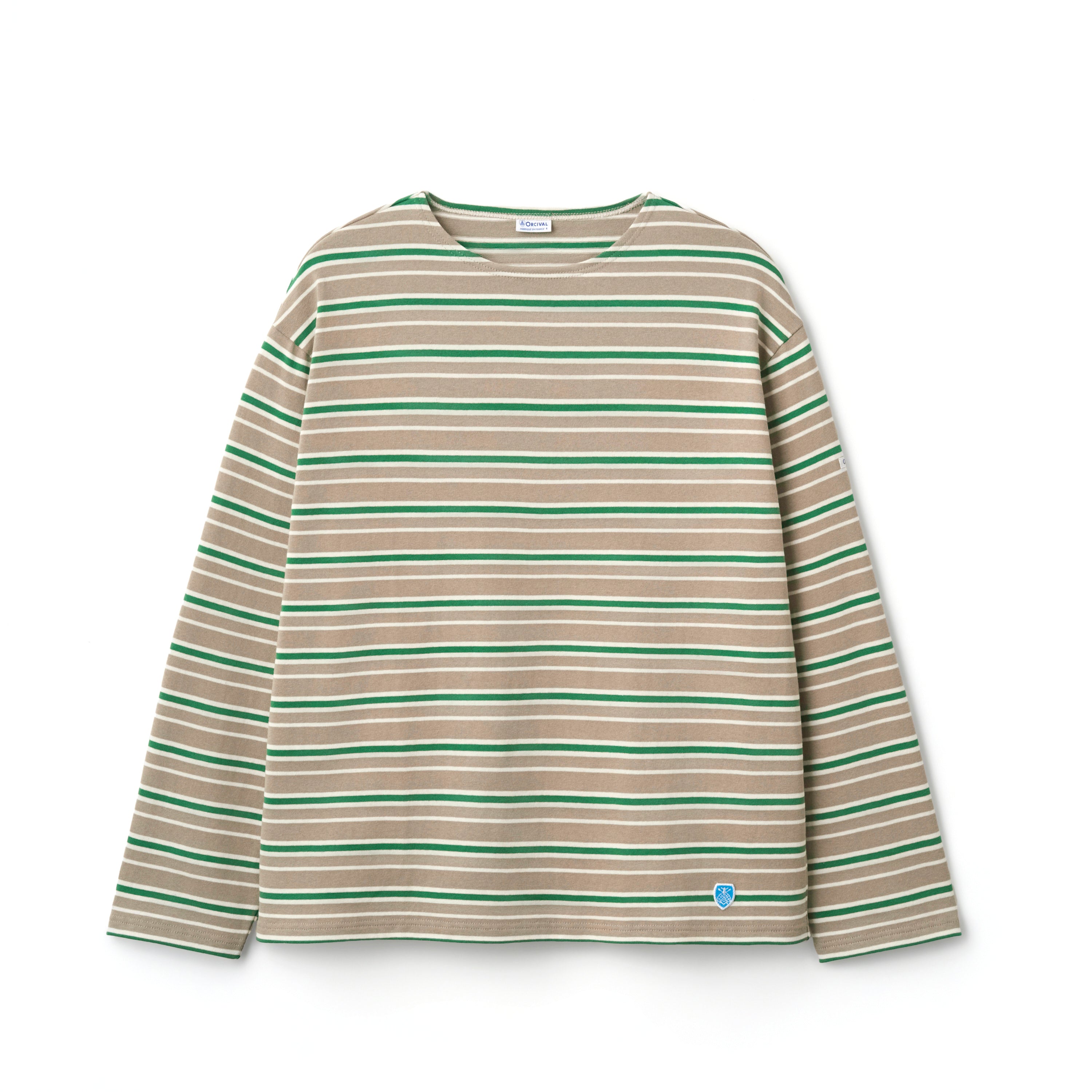 Men's Cotton Lourd Crew Neck Wide Basque Shirt Multi Border