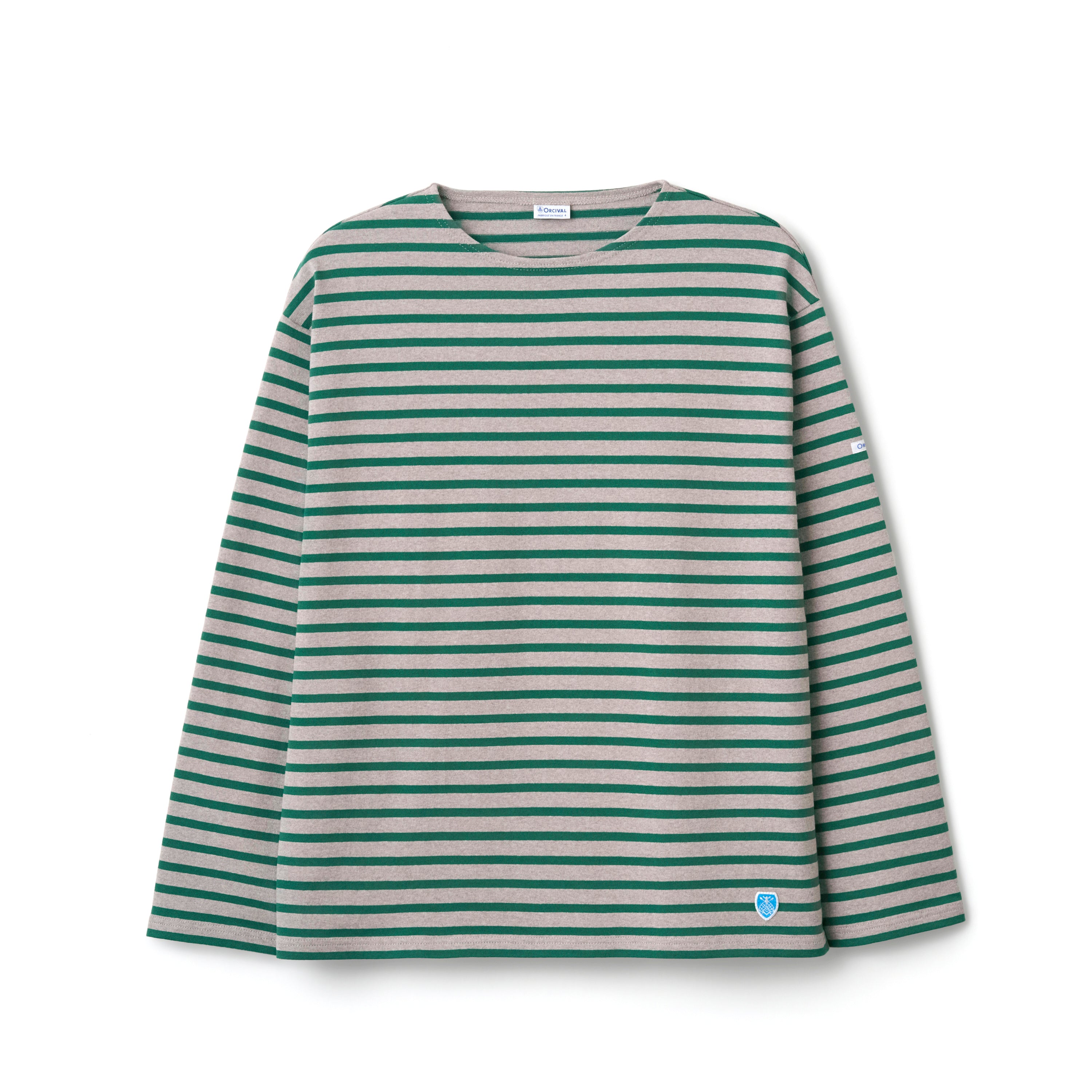 Men's Cotton Lourd Crew Neck Wide Basque Shirt Border