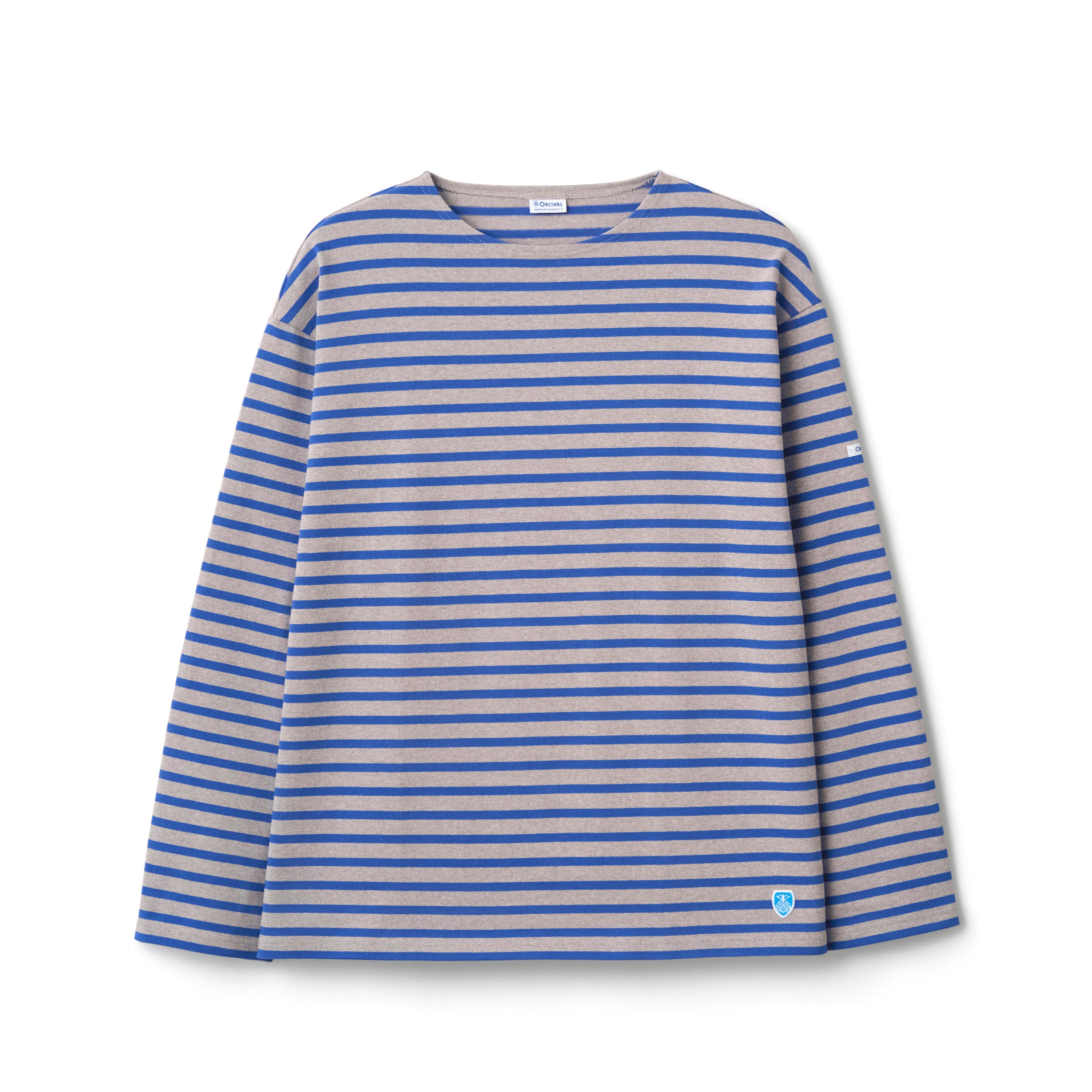 Men's Cotton Lourd Crew Neck Wide Basque Shirt Border