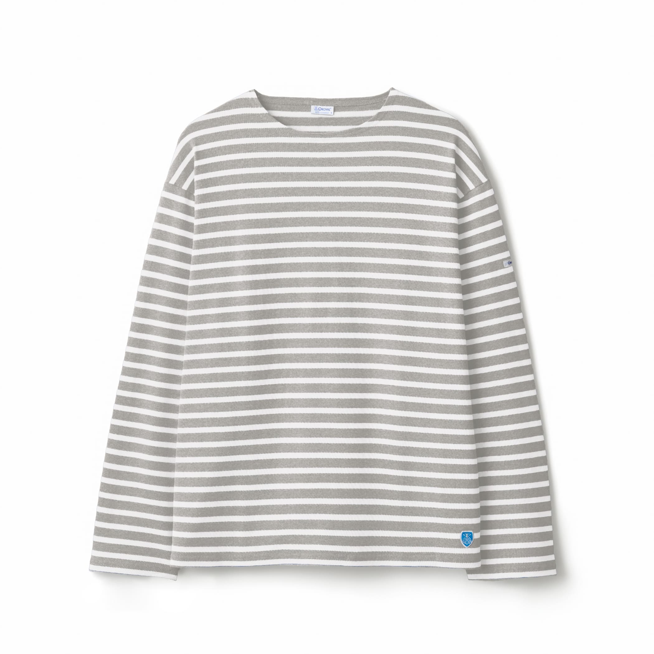 Men's Cotton Lourd Crew Neck Wide Basque Shirt Border