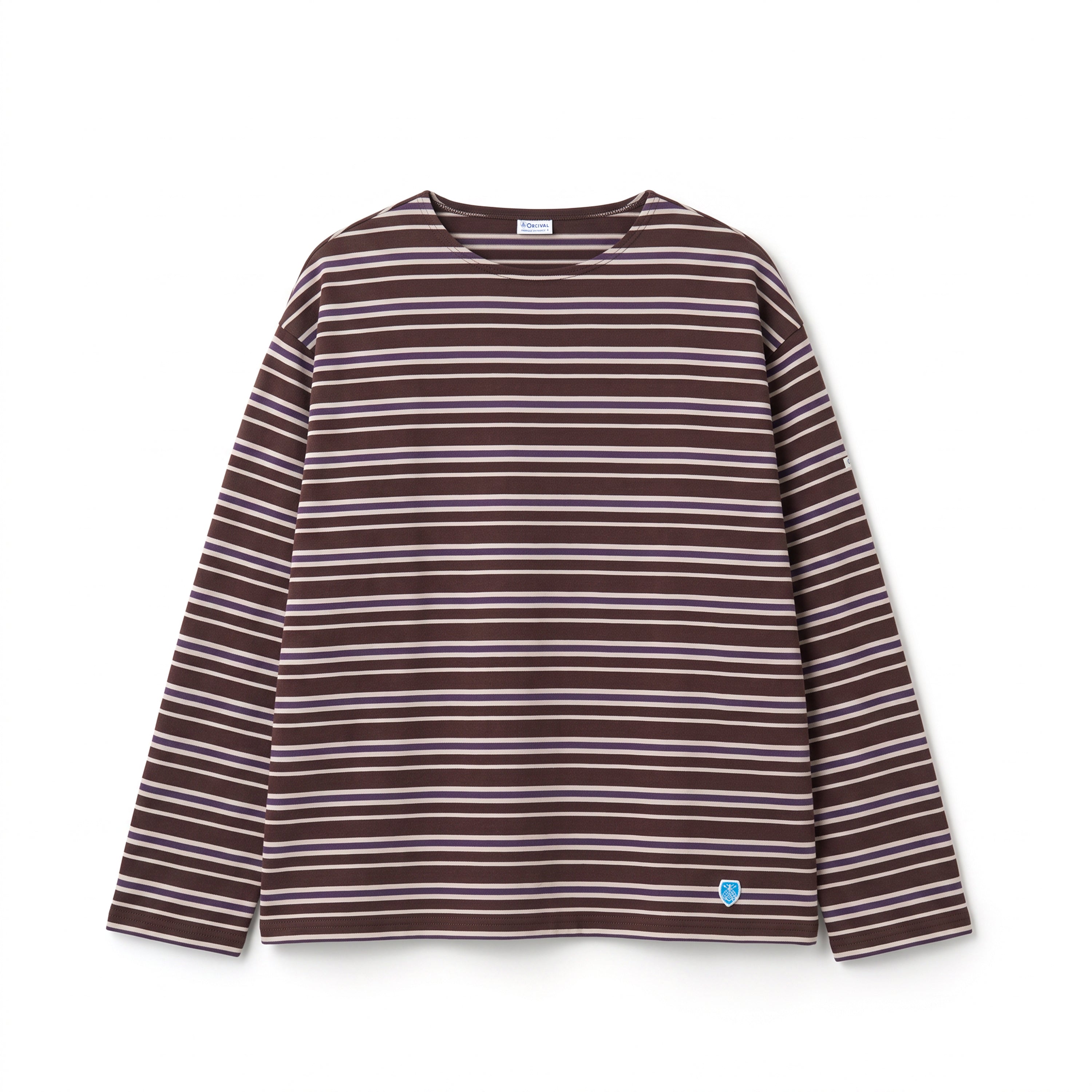 Men's Cotton Lourd Crew Neck Wide Basque Shirt Multi Border
