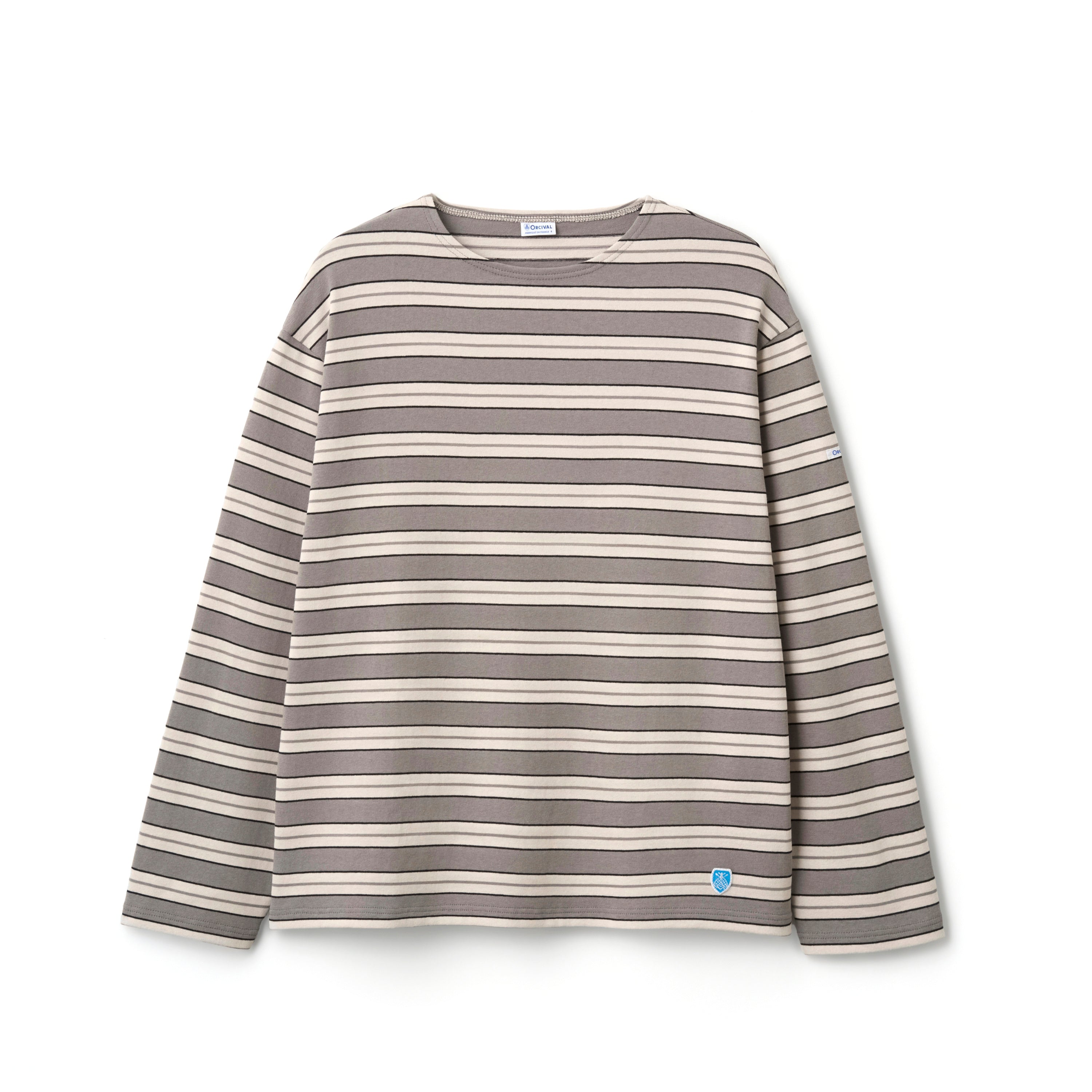 Men's Cotton Lourd Crew Neck Wide Basque Shirt Multi Border