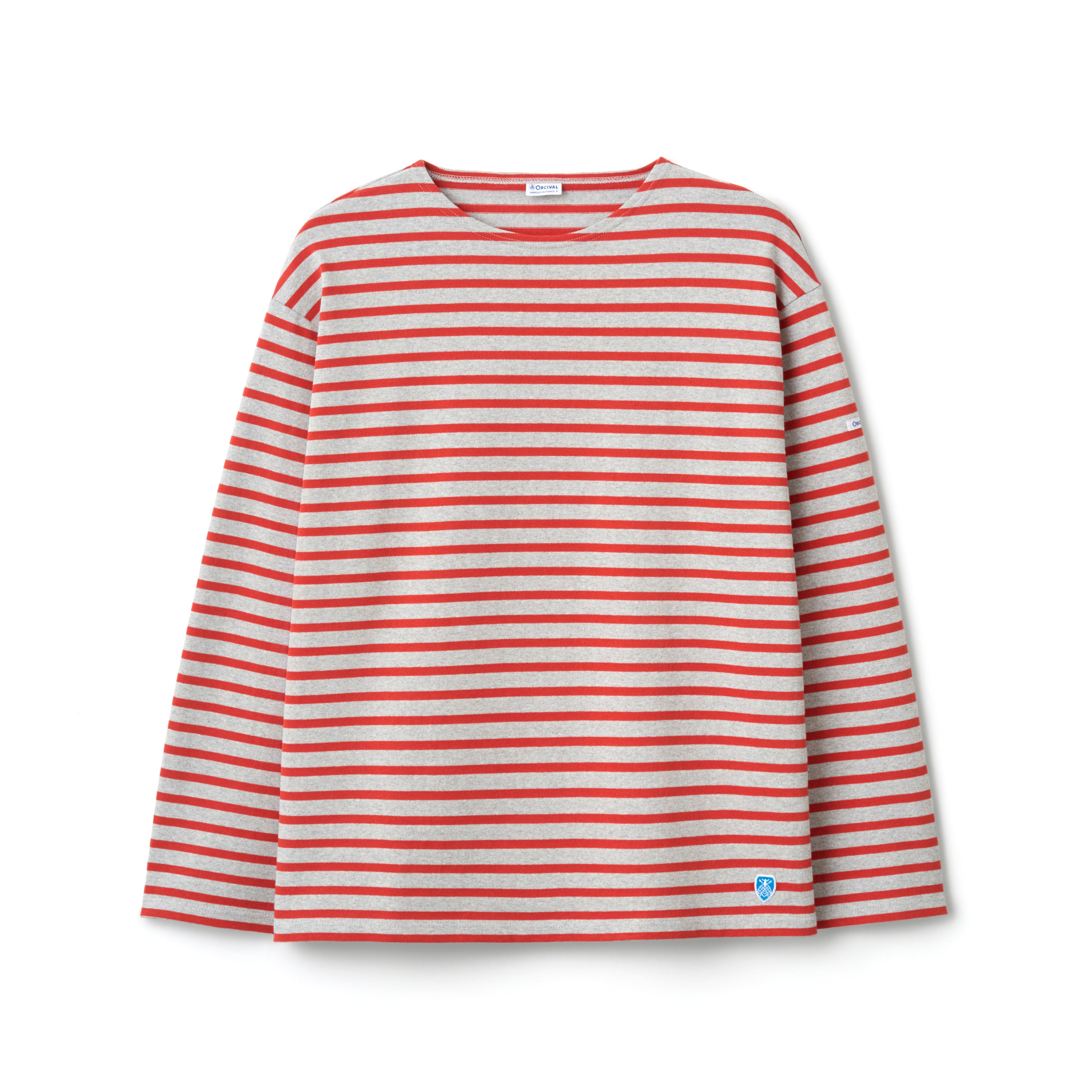 Men's Cotton Lourd Crew Neck Wide Basque Shirt Border