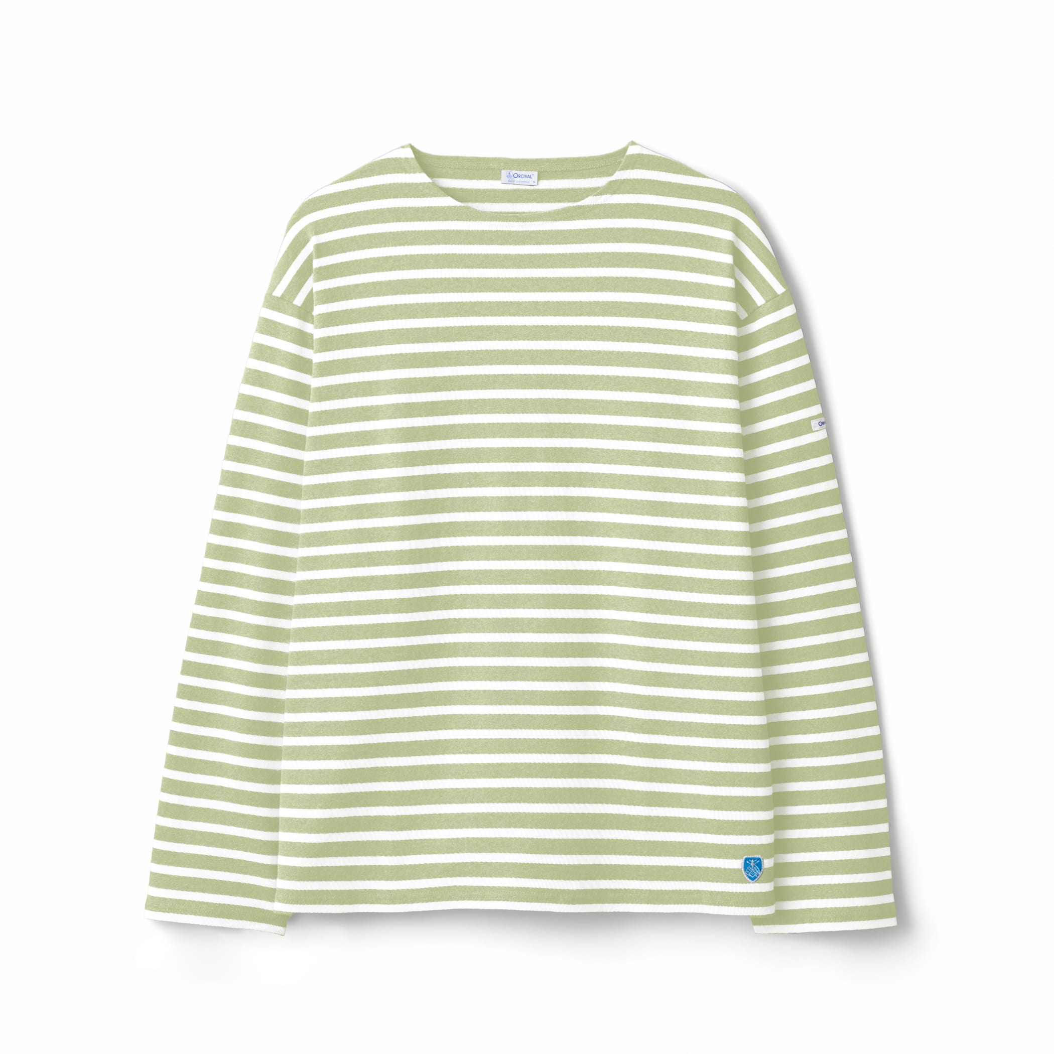 Men's Cotton Lourd Crew Neck Wide Basque Shirt Border