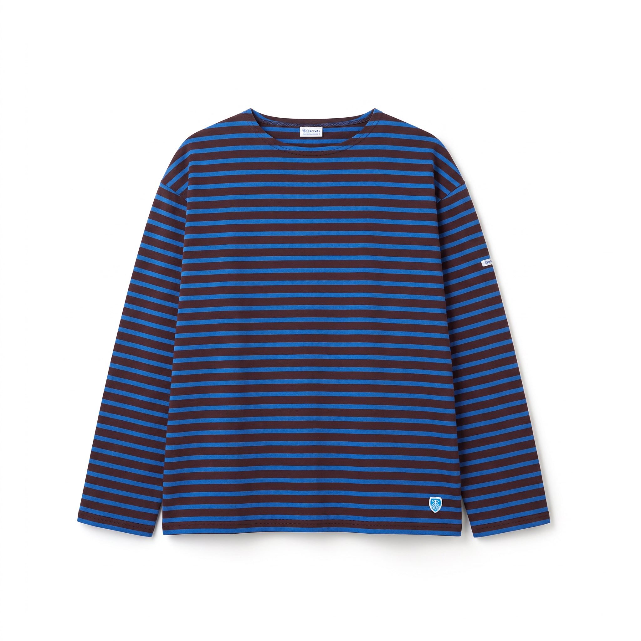 Men's Cotton Lourd Crew Neck Wide Basque Shirt Border