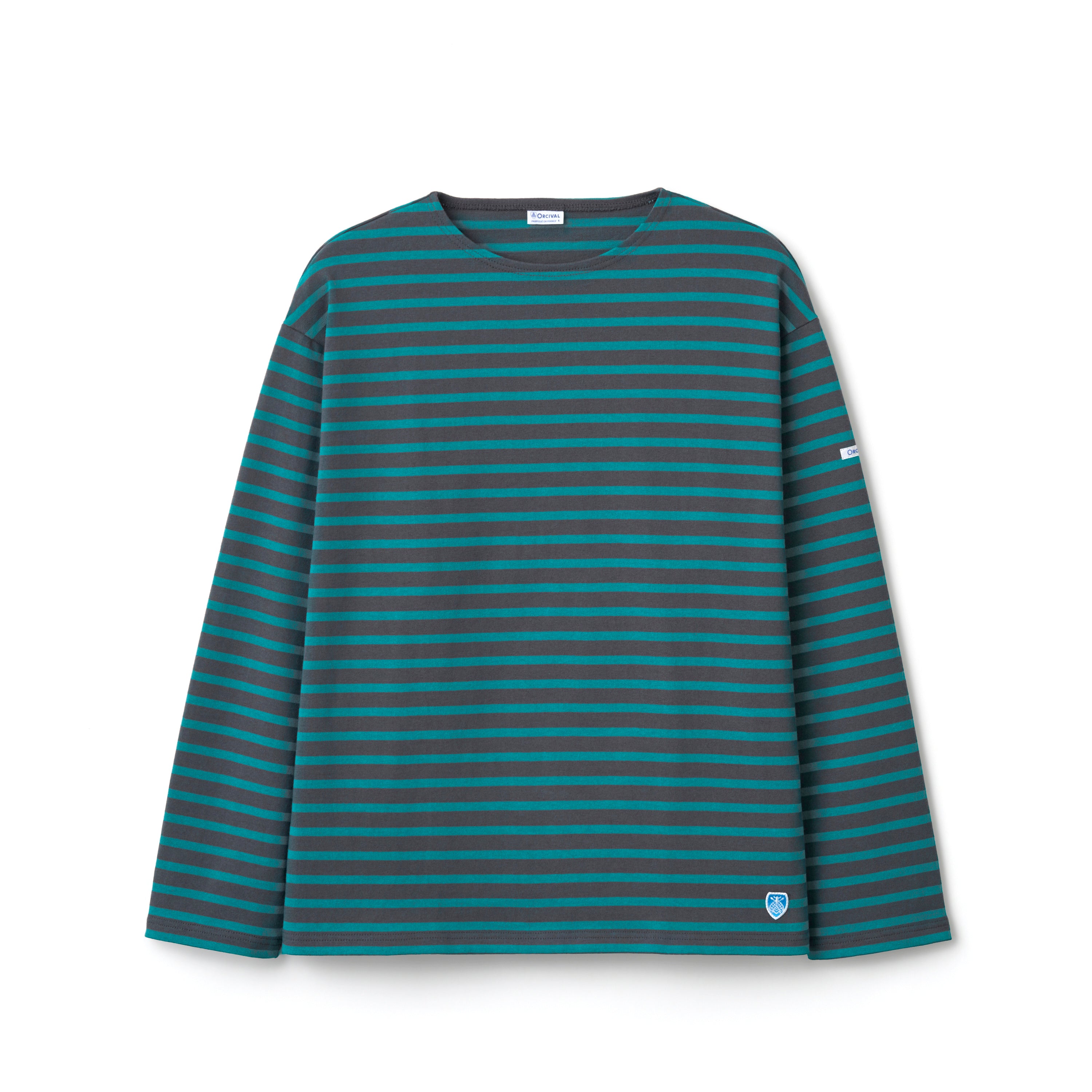 Men's Cotton Lourd Crew Neck Wide Basque Shirt Border