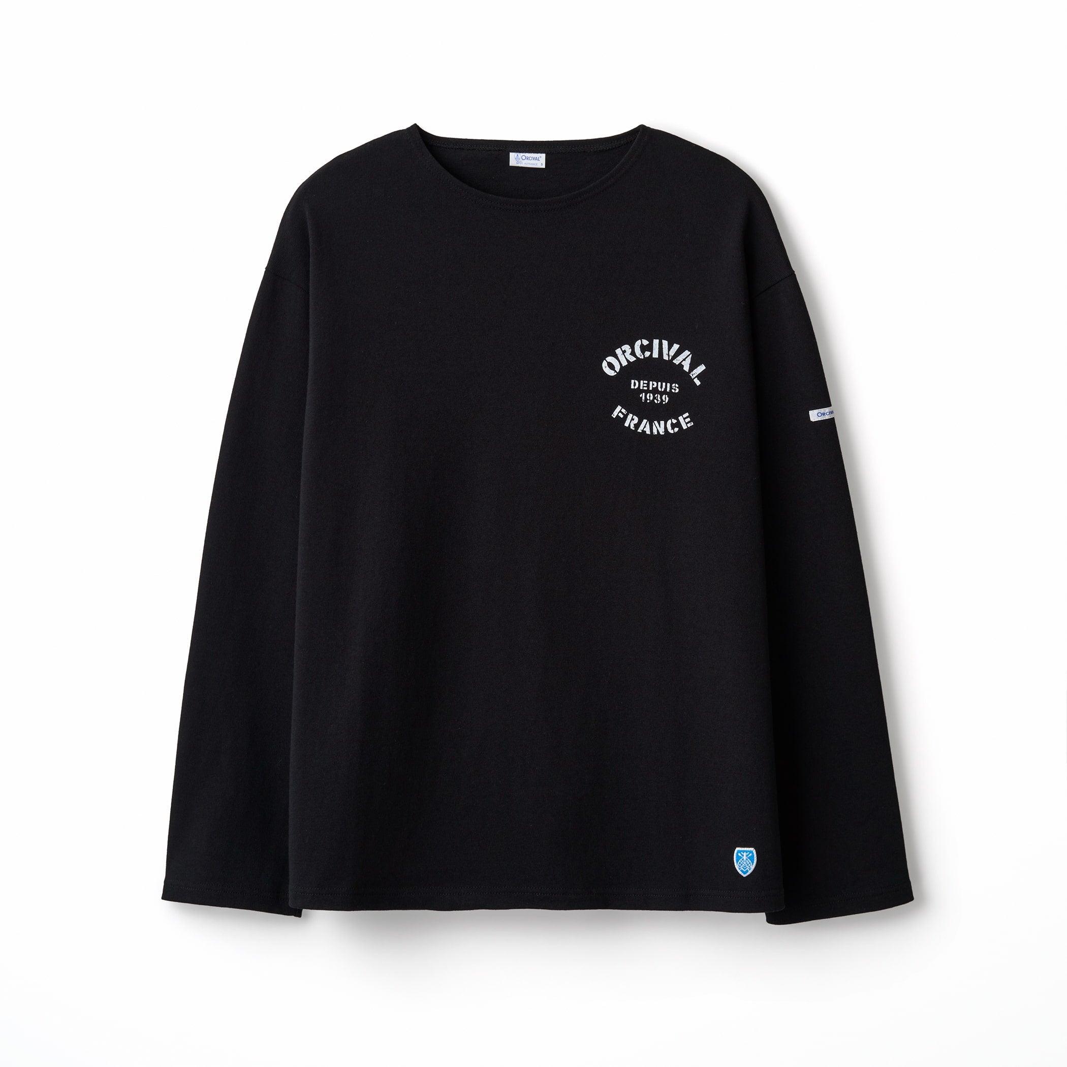 Men's Cotton Lourd Crew Neck Basque Shirt Logo Print