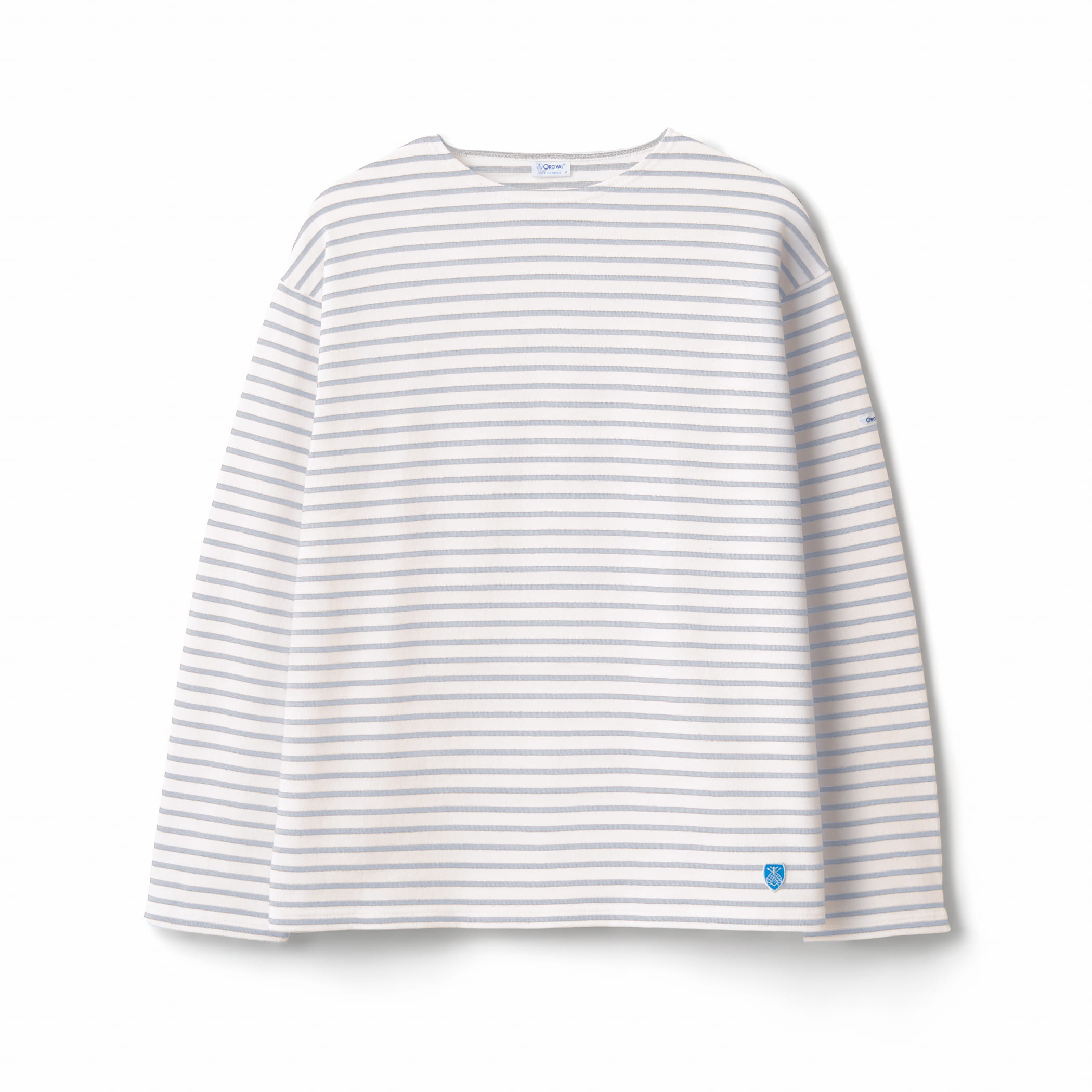 Men's Cotton Lourd Crew Neck Basque Shirt Narrow Border｜ORCIVAL