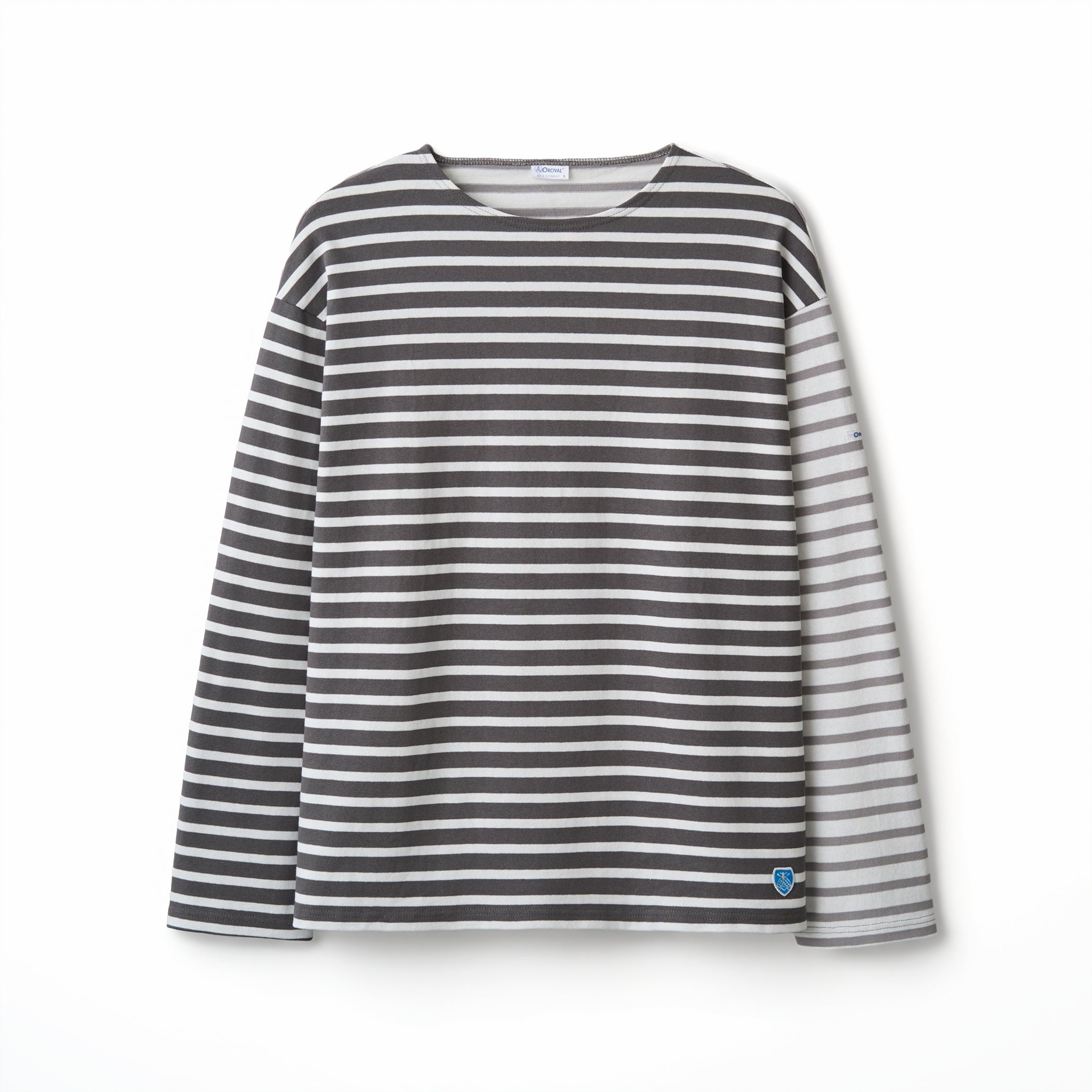 Men's Cotton Lourd Crew Neck Basque Shirt Bicolor Border｜ORCIVAL