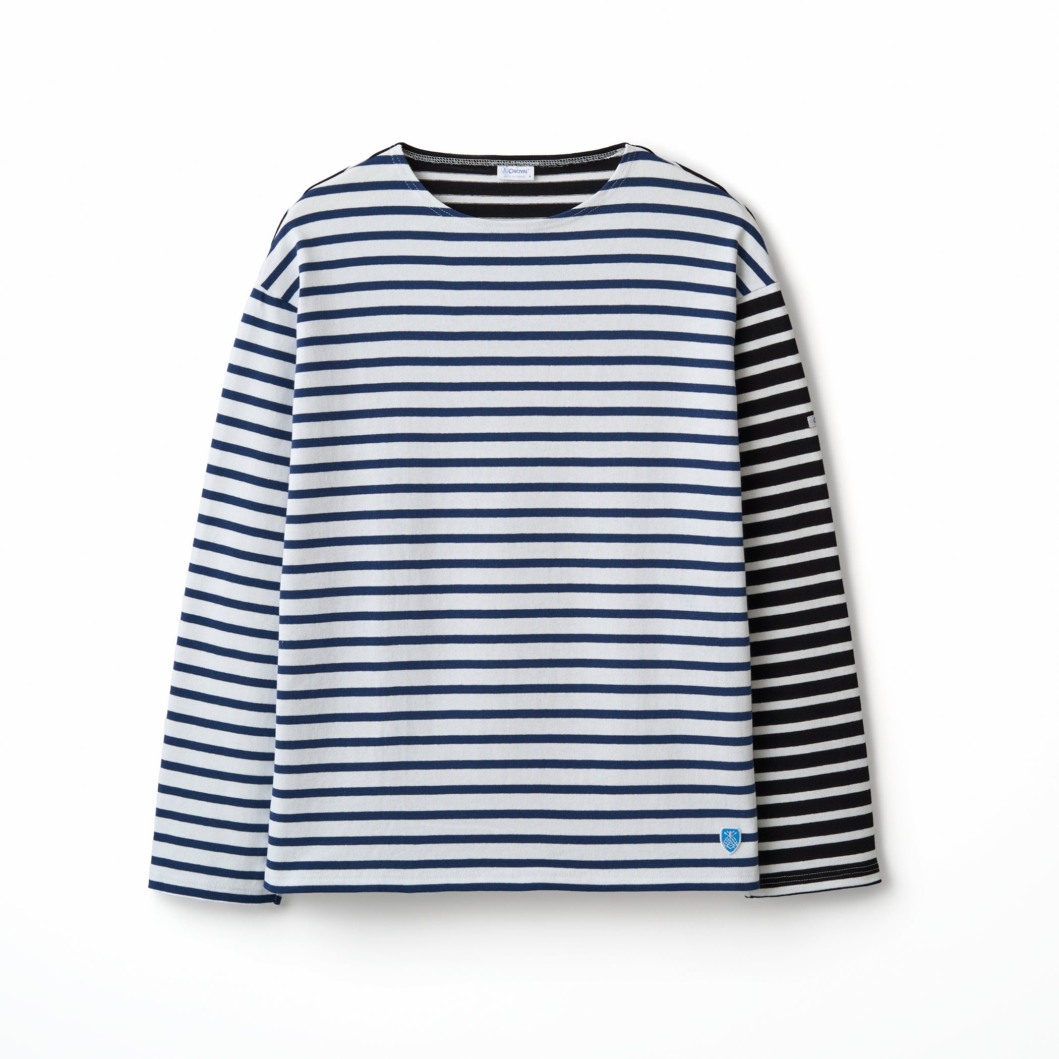 Men's Cotton Lourd Crew Neck Basque Shirt Bicolor Border