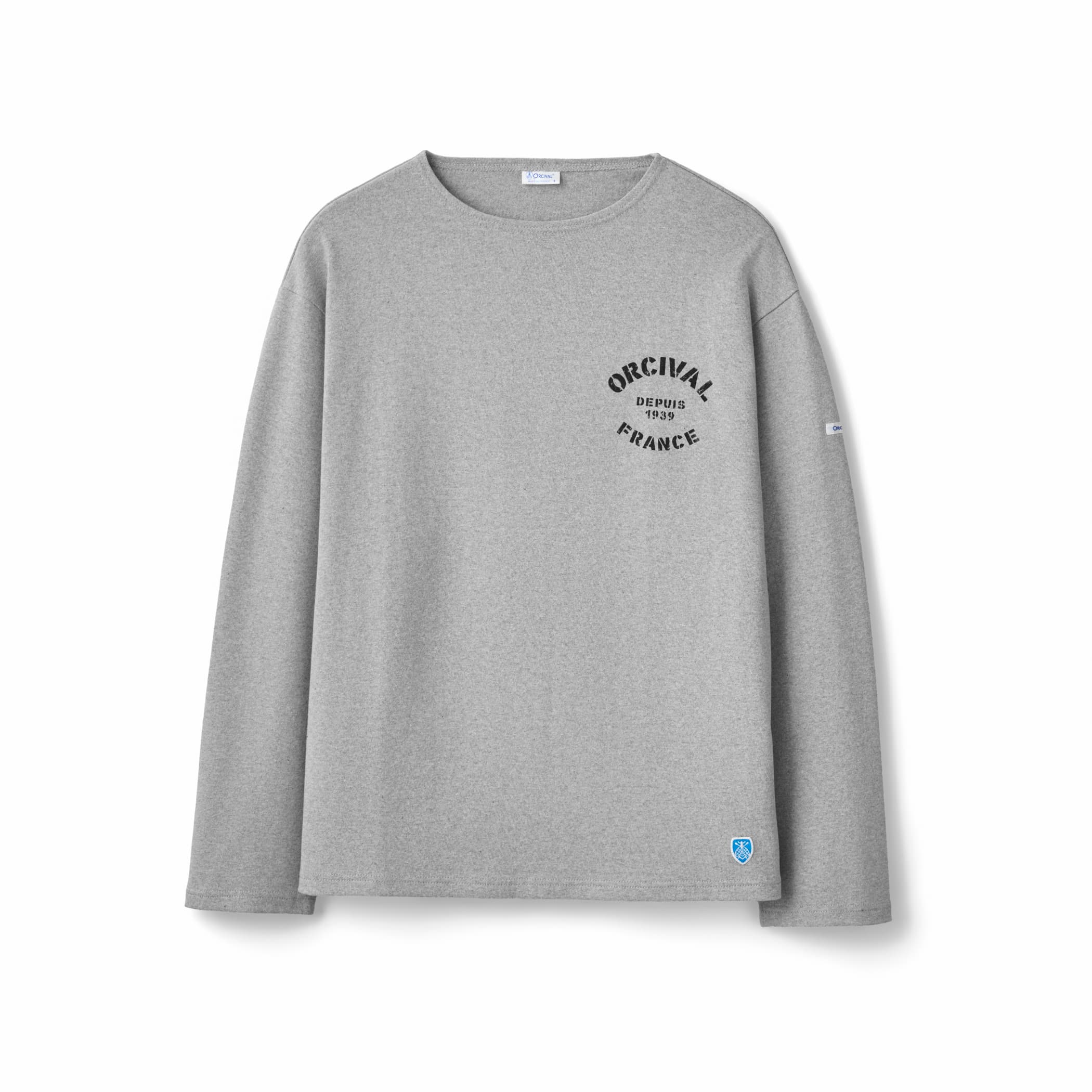 Men's Cotton Lourd Crew Neck Basque Shirt Logo Print｜ORCIVAL