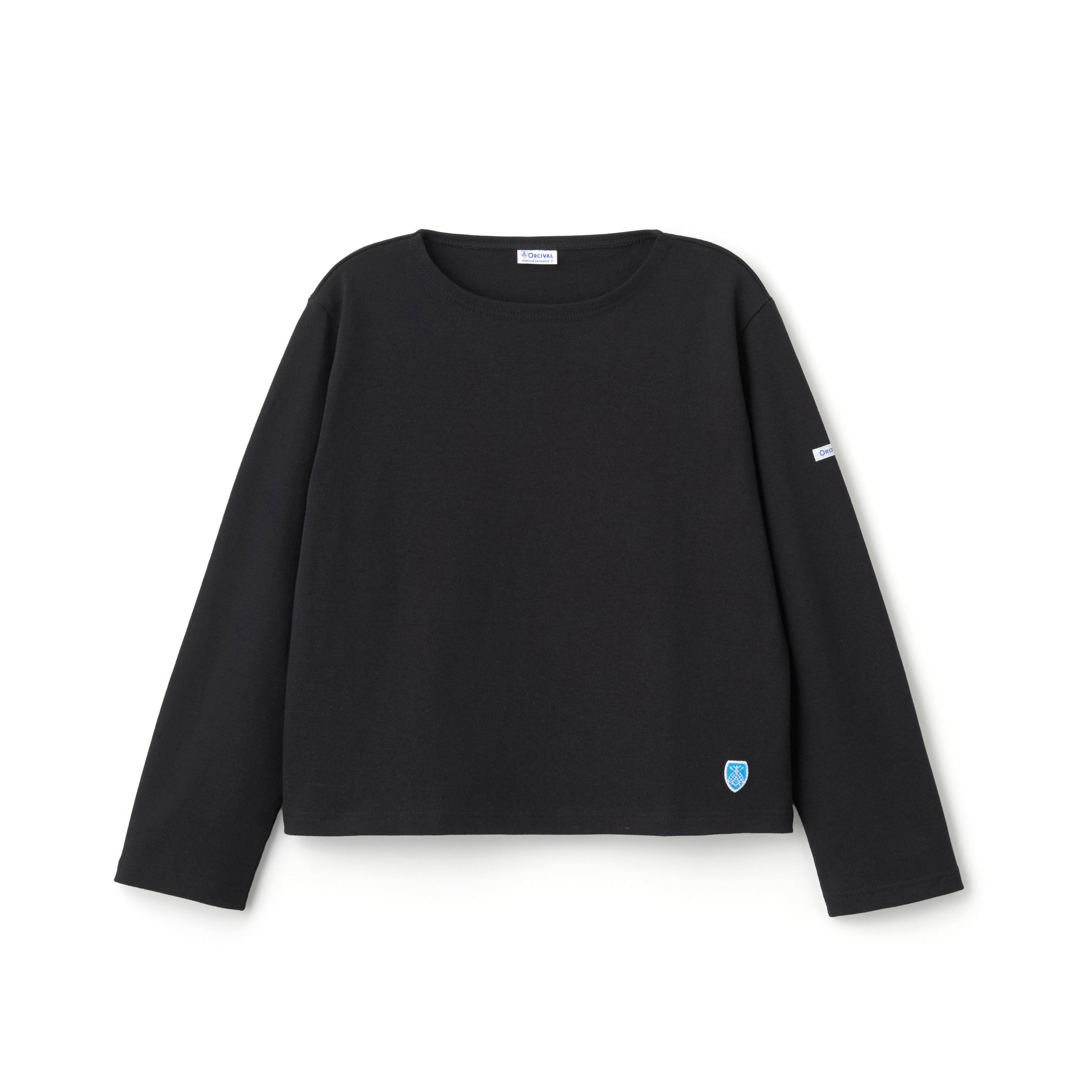 Women's Cotton Lourd Crew Neck Basque Shirt Solid