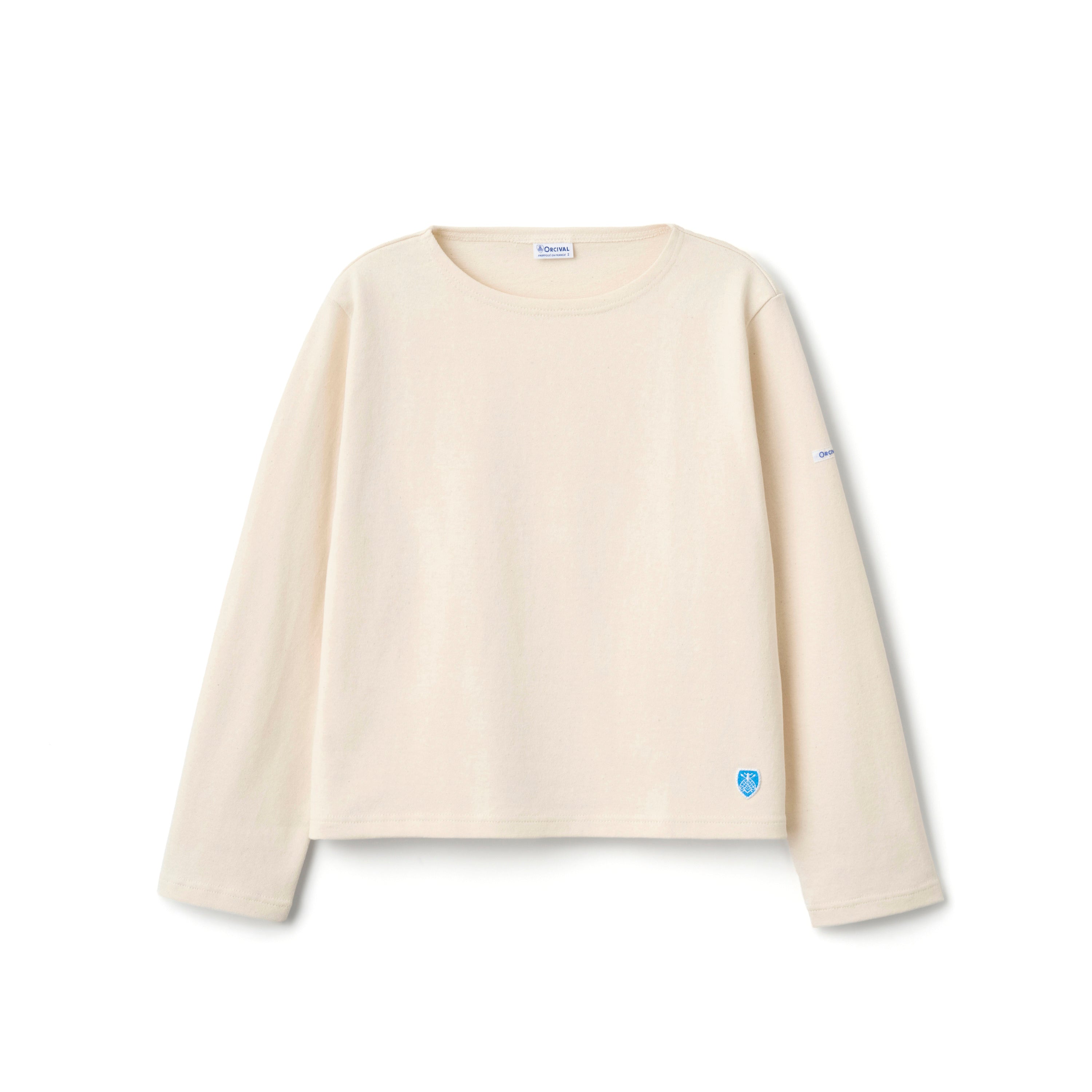 Women's Cotton Lourd Crew Neck Basque Shirt Solid