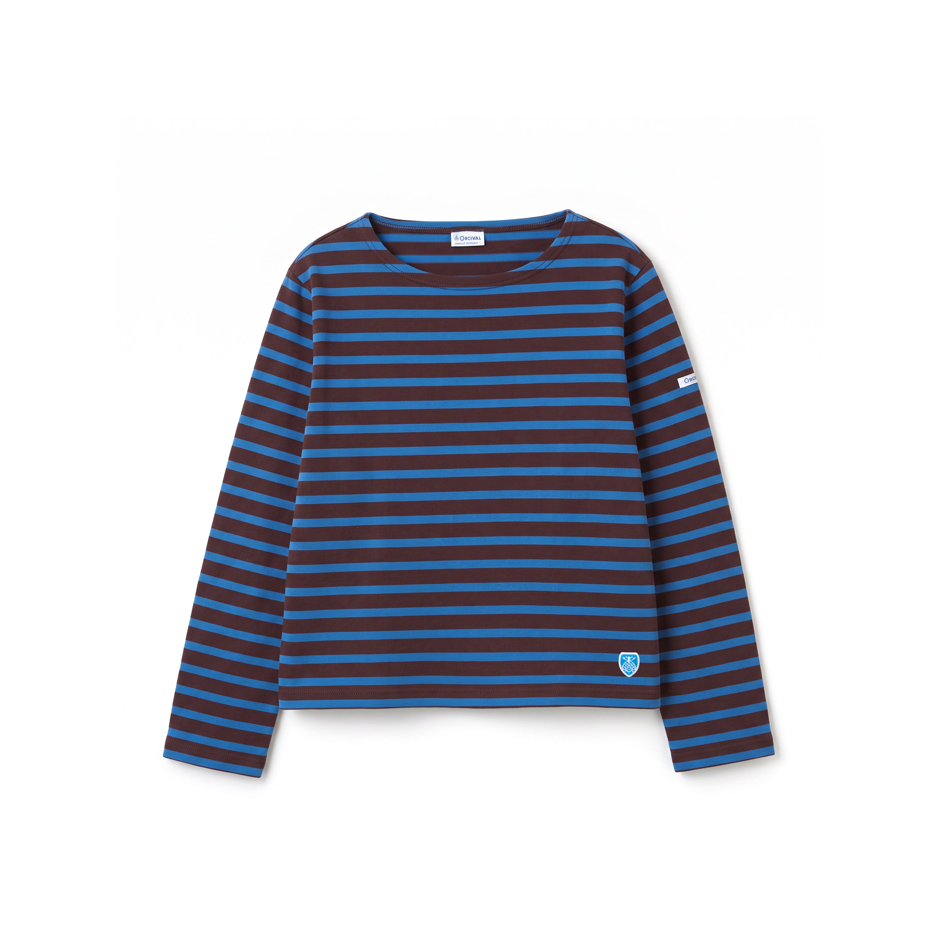Women's Cotton Lourd Crew Neck Basque Shirt Border