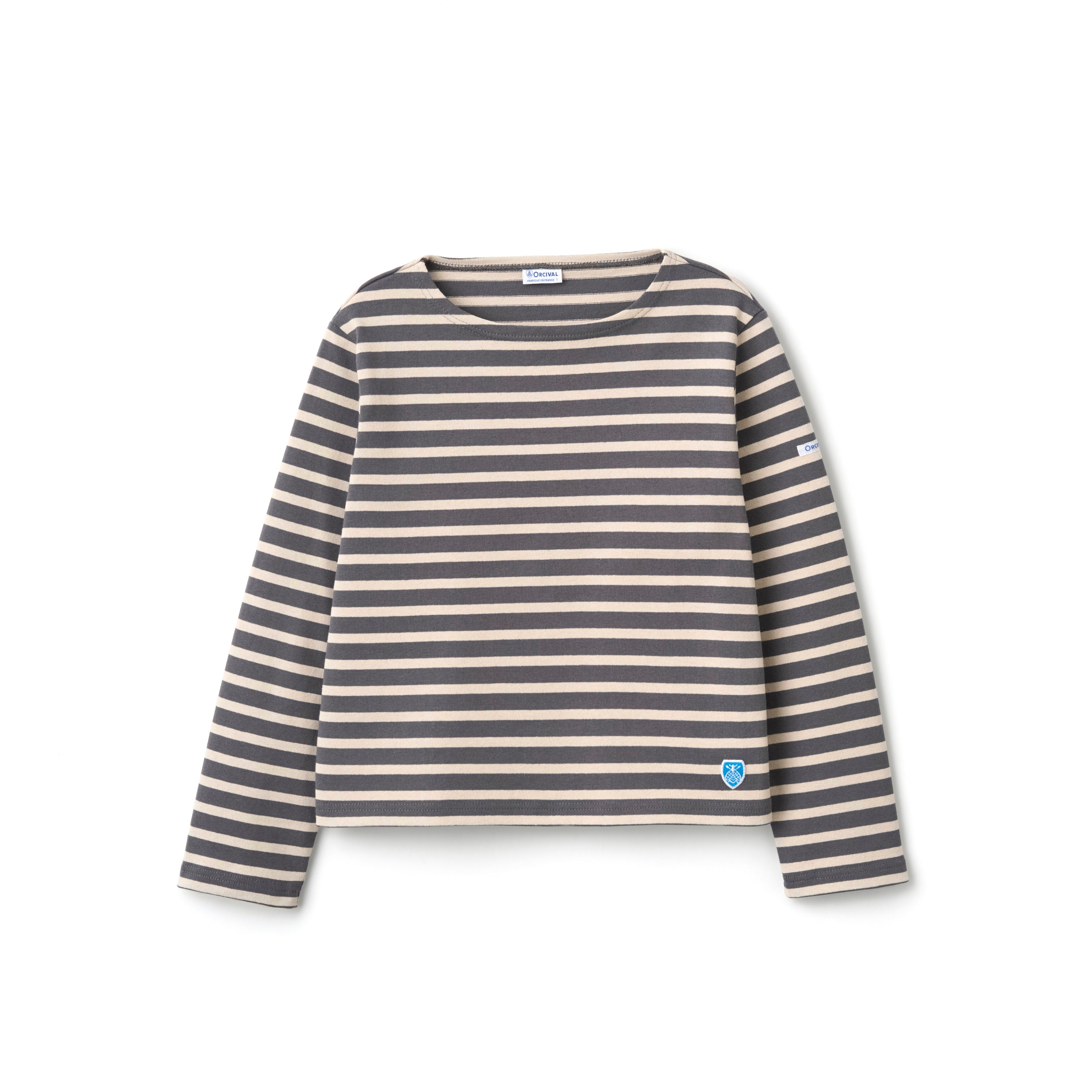 Women's Cotton Lourd Crew Neck Basque Shirt Border