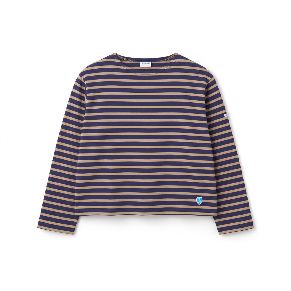 Women's Cotton Lourd Crew Neck Basque Shirt Border