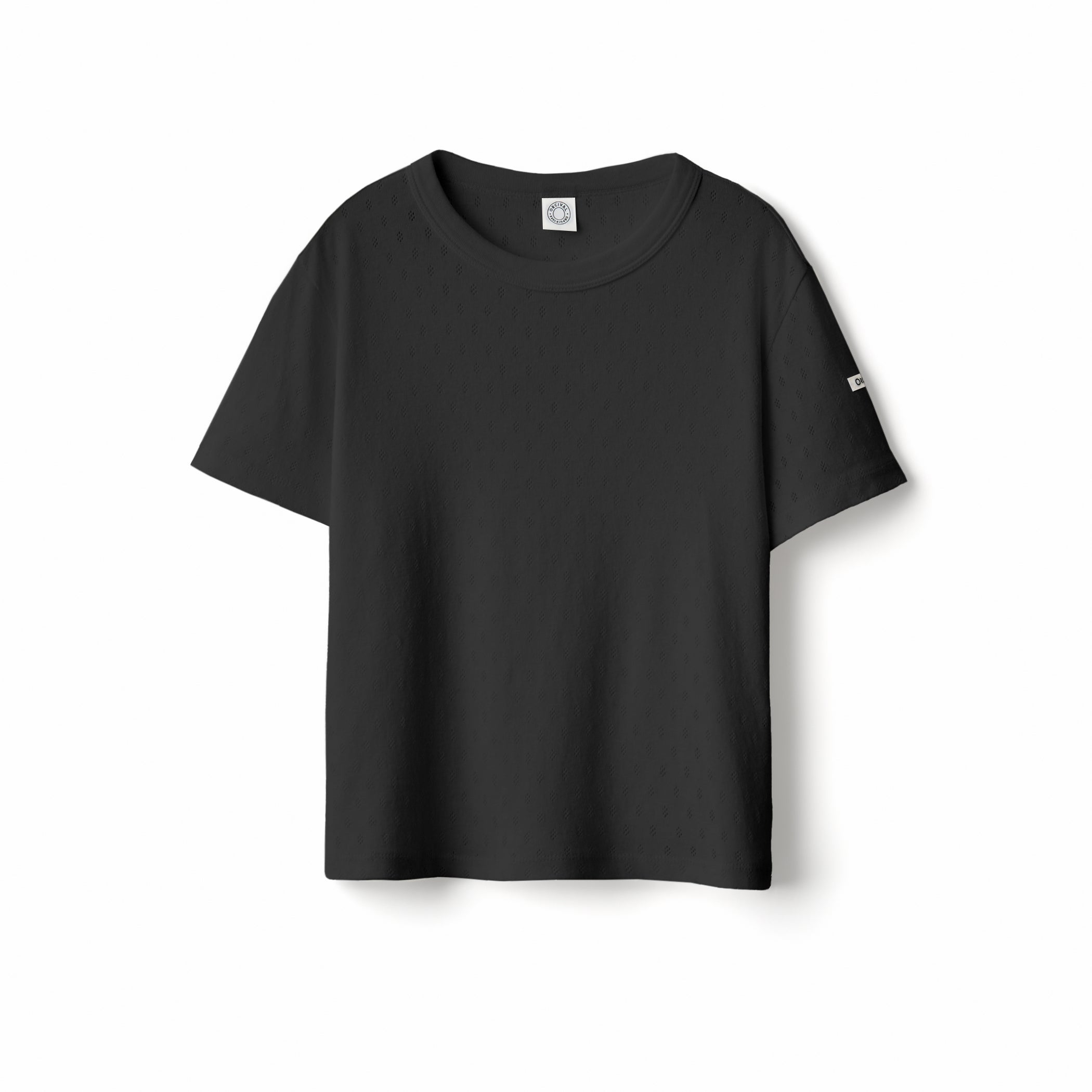 Women's Pattern Mesh Cotton Crew Neck T-shirt