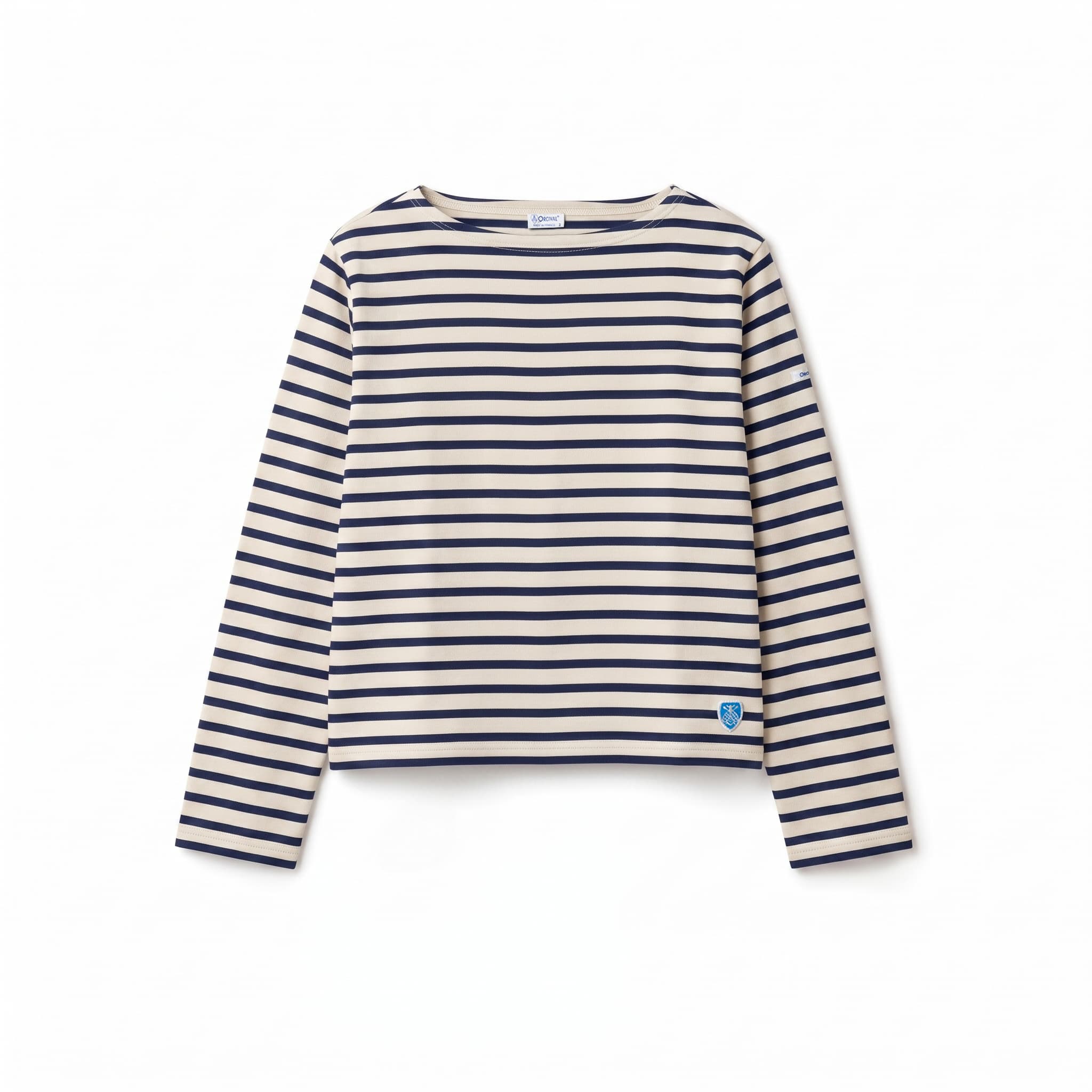 Women's Cotton Lourd Boat Neck Basque Shirt Border