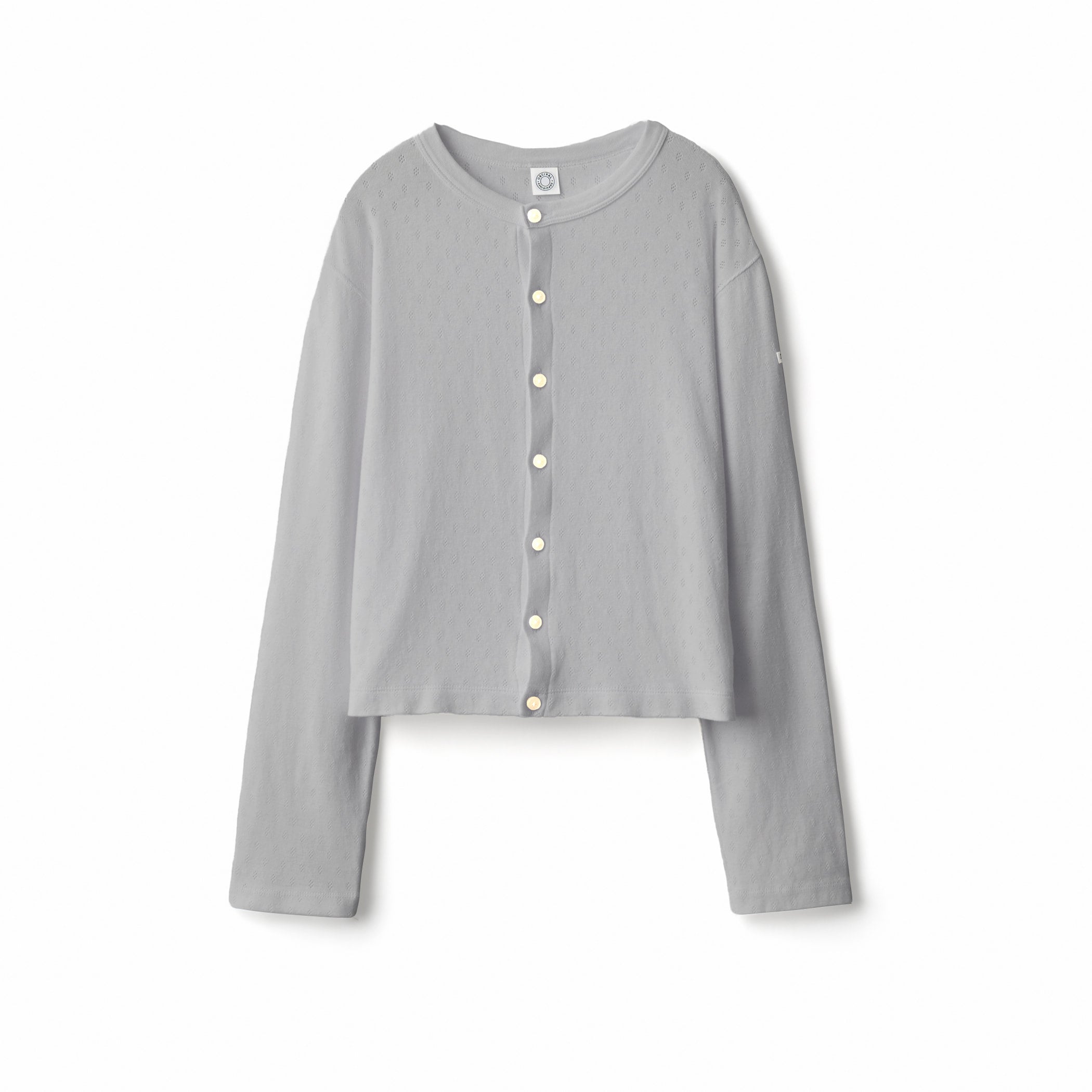 Women's Pattern Mesh Cotton Crew Neck Cardigan