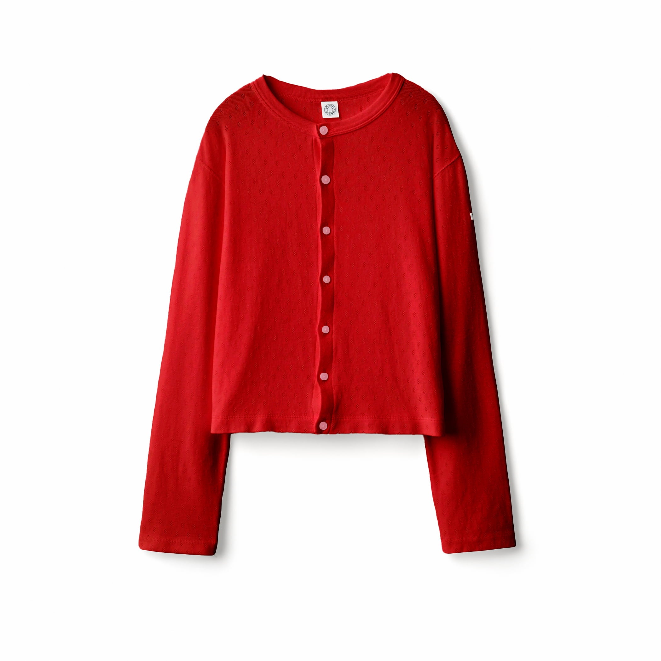 Women's Pattern Mesh Cotton Crew Neck Cardigan