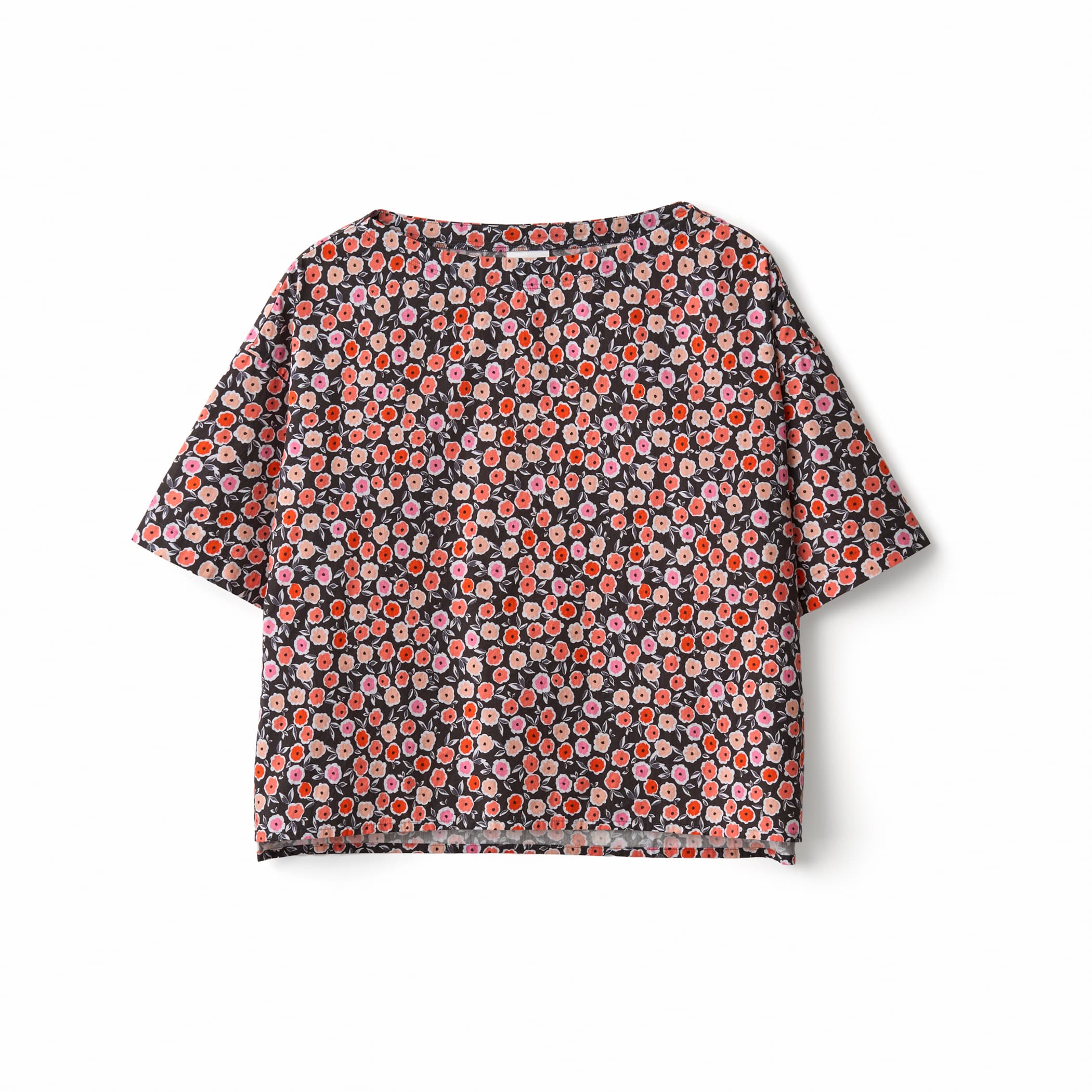 Women's French Printed Poplin Short Sleeve Pullover